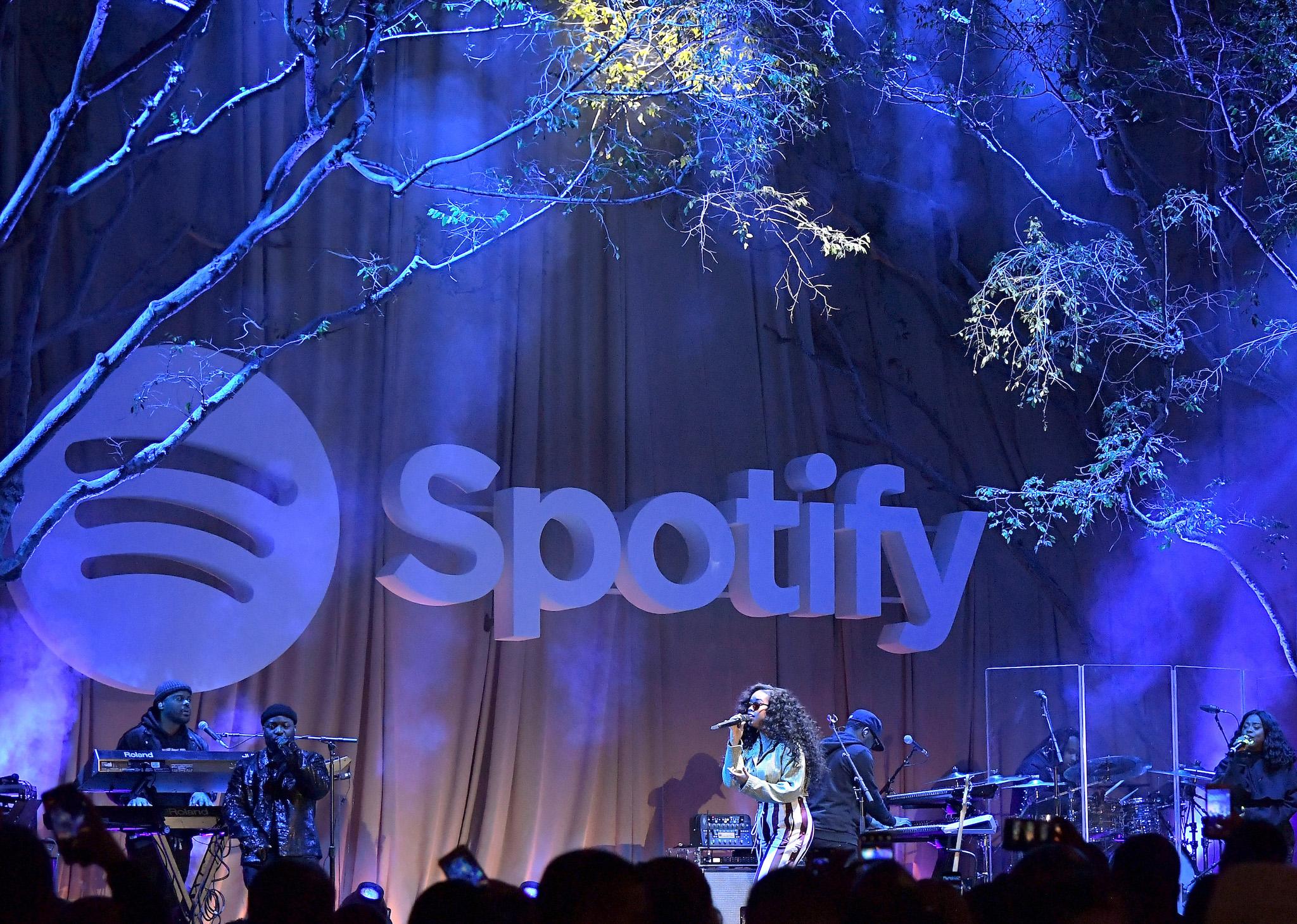 .E.R. performs onstage during Spotify "Best New Artist 2019" party at Hammer Museum on February