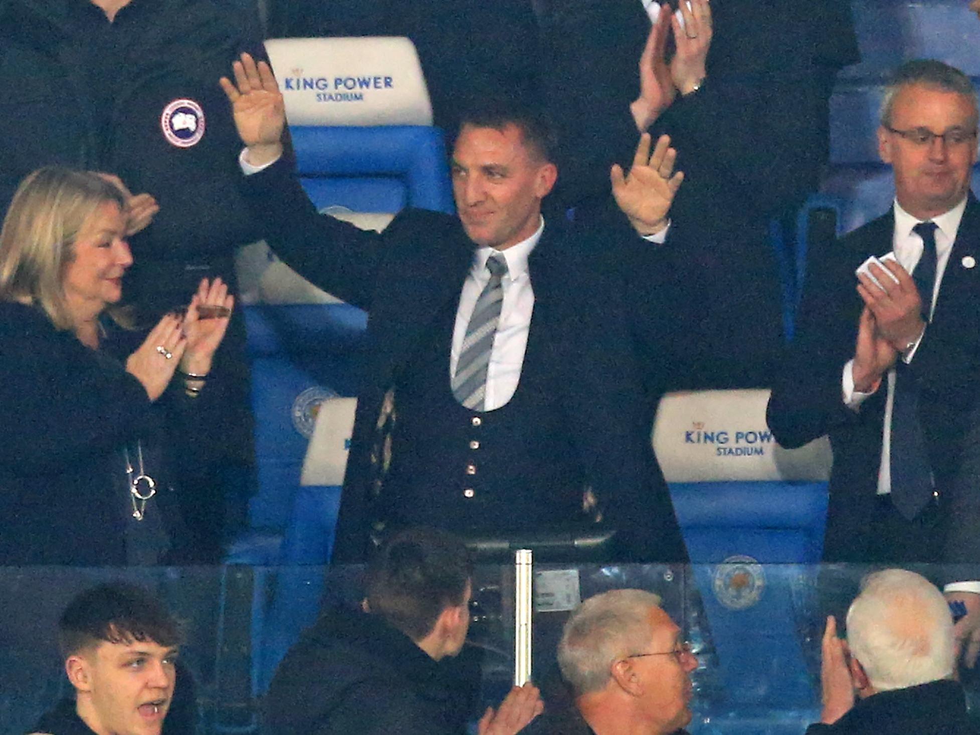 Brendan Rodgers salutes the Leicester fans