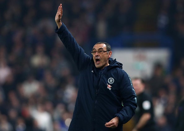 Maurizio Sarri on the touchline for Chelsea's win over Spurs