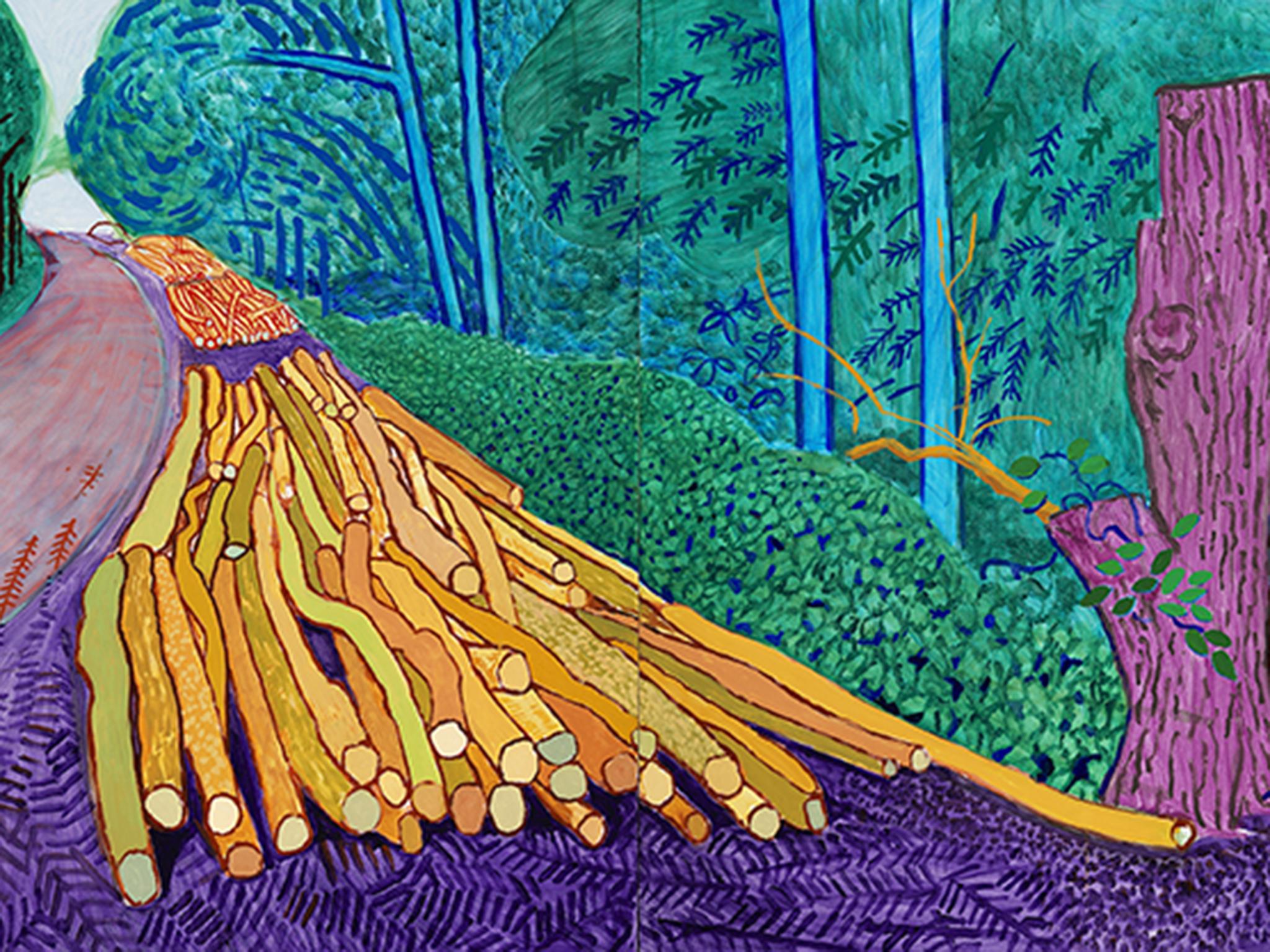 ‘More Felled Trees on Woldgate’, 2008, oil on 2 canvases (David Hockney)