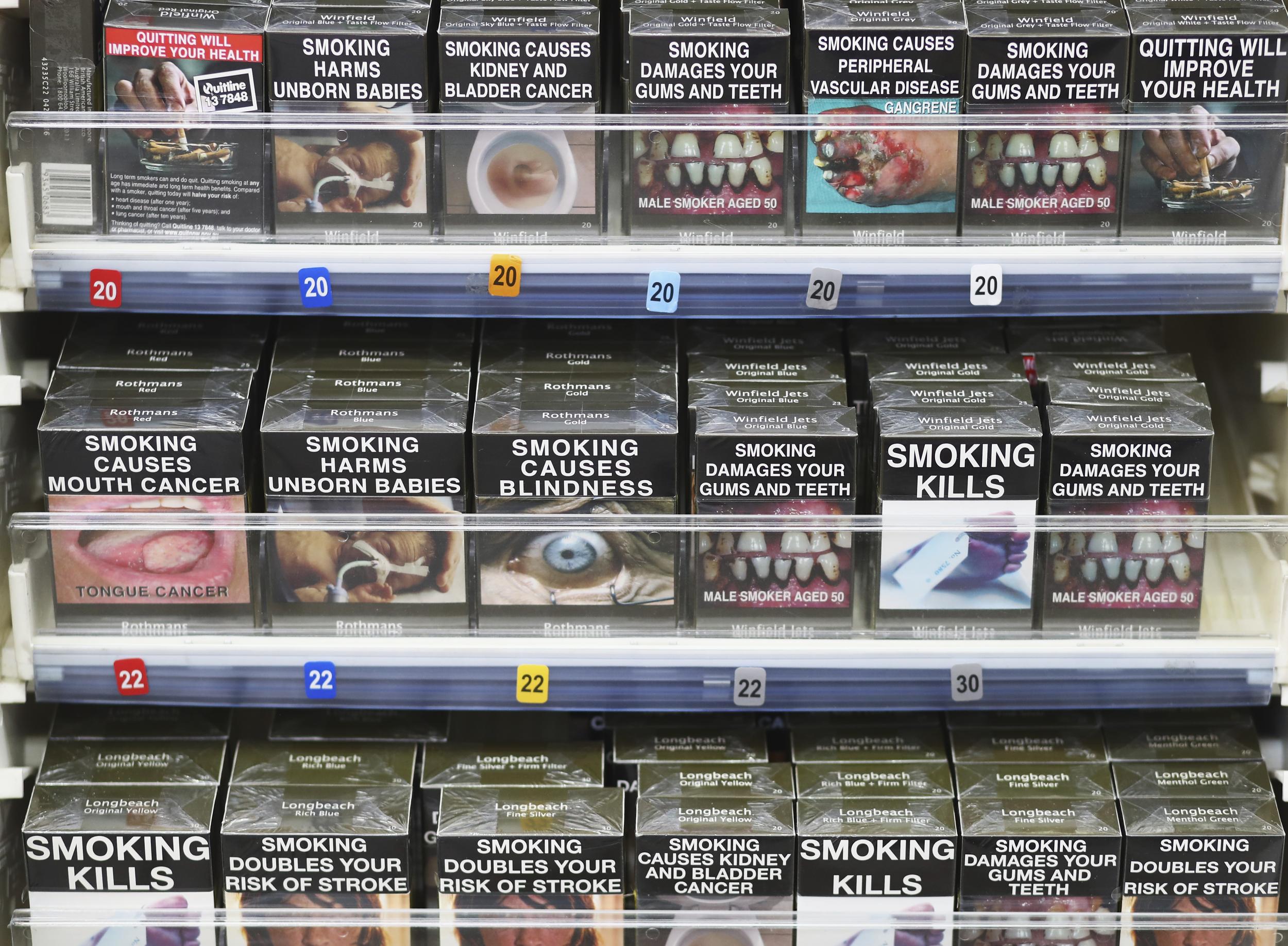 Health warnings printed on cigarettes in Sydney