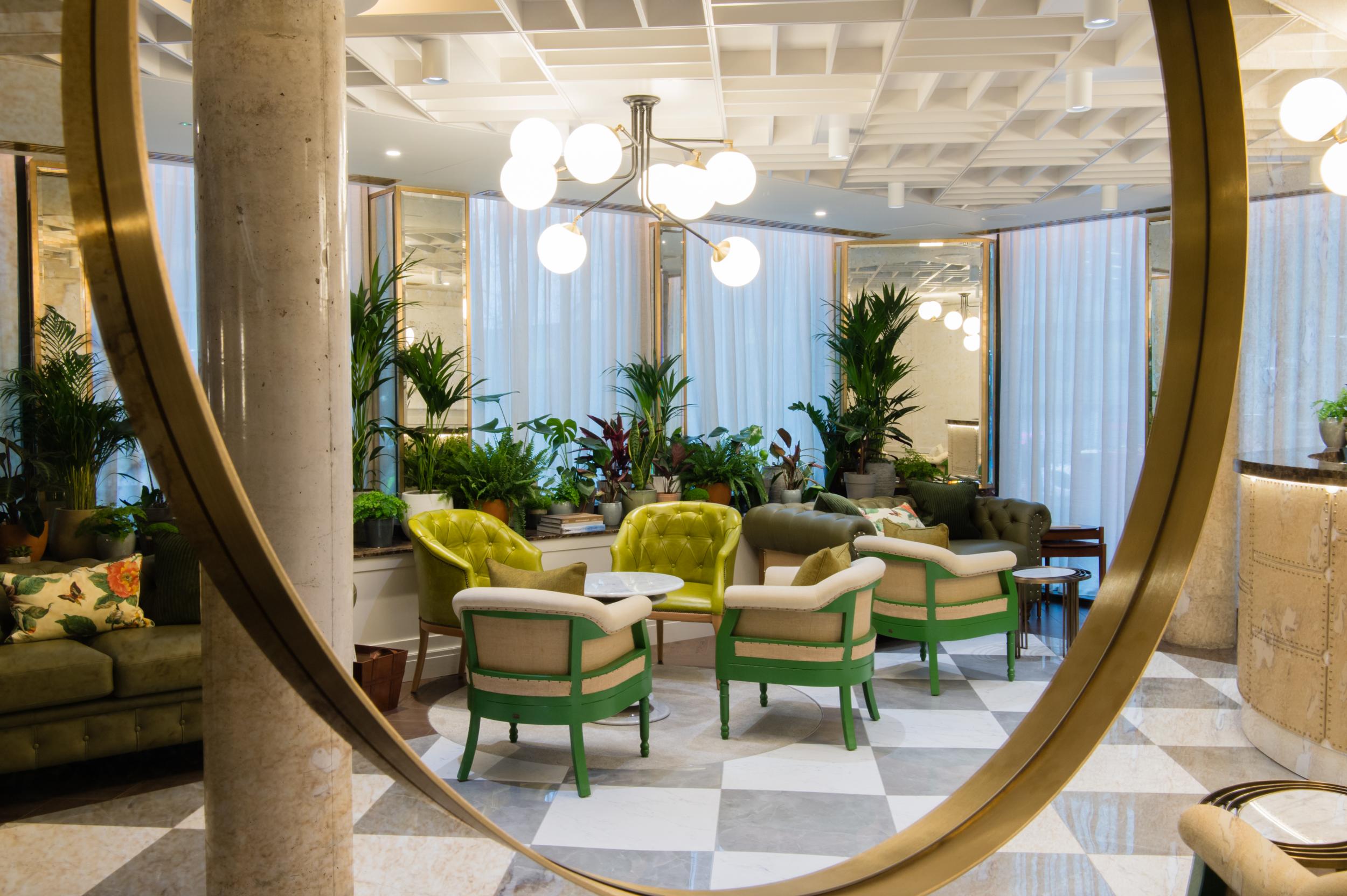 The plant-filled Vintry & Mercer lobby