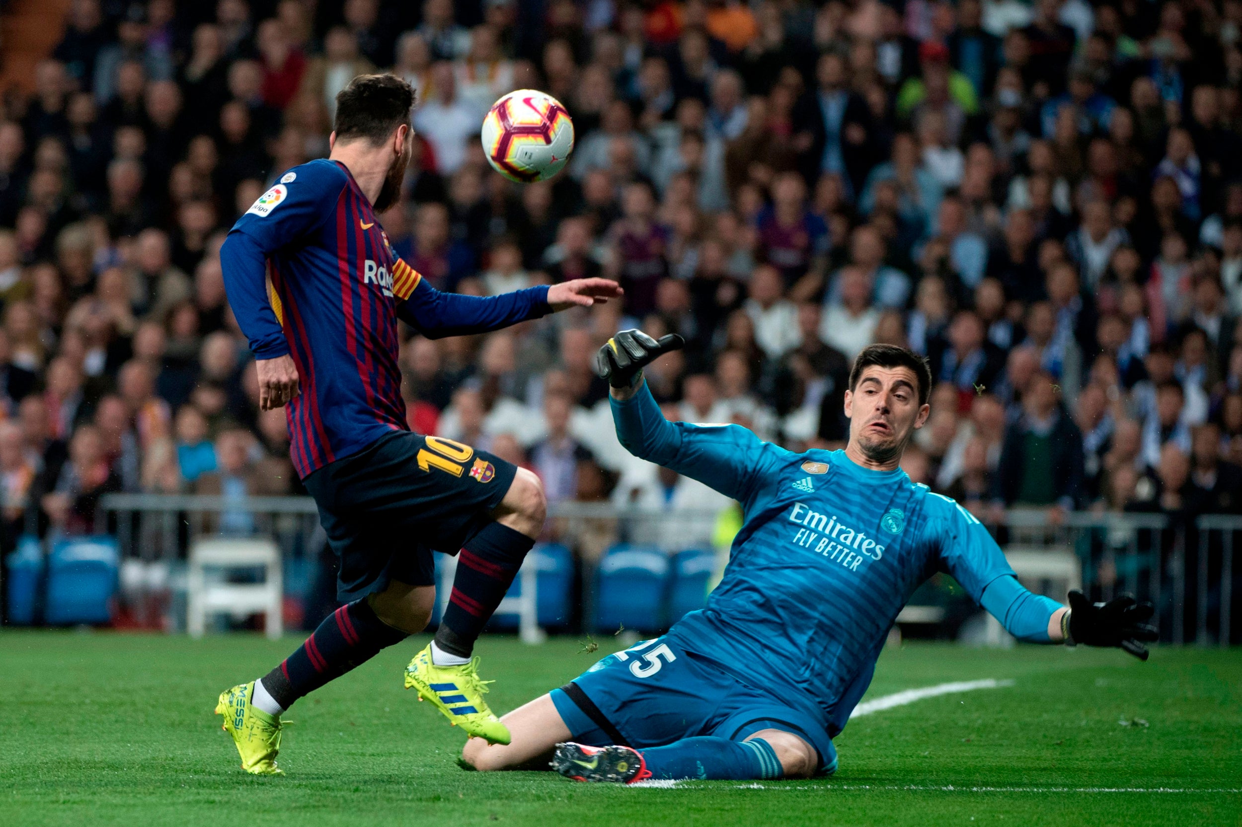 Thibaut Courtois was the busier of the two goalkeepers (AFP/Getty)