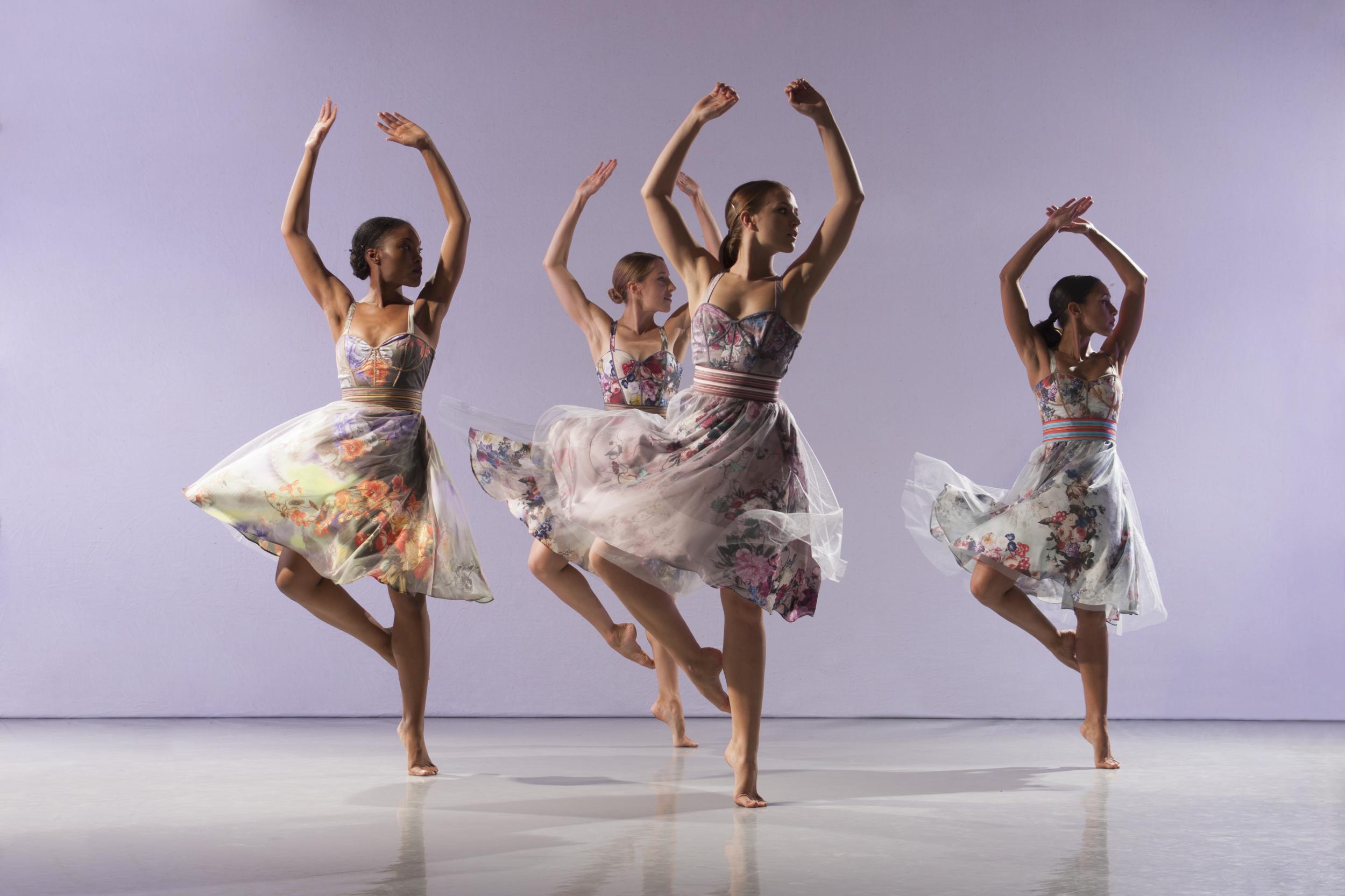 A dash of drama: Dancers Monique Jonas, Elly Braund, Melissa Braithwaite and Ellen Vilma in Richard Alston’s new 'Brahms Hungarian'