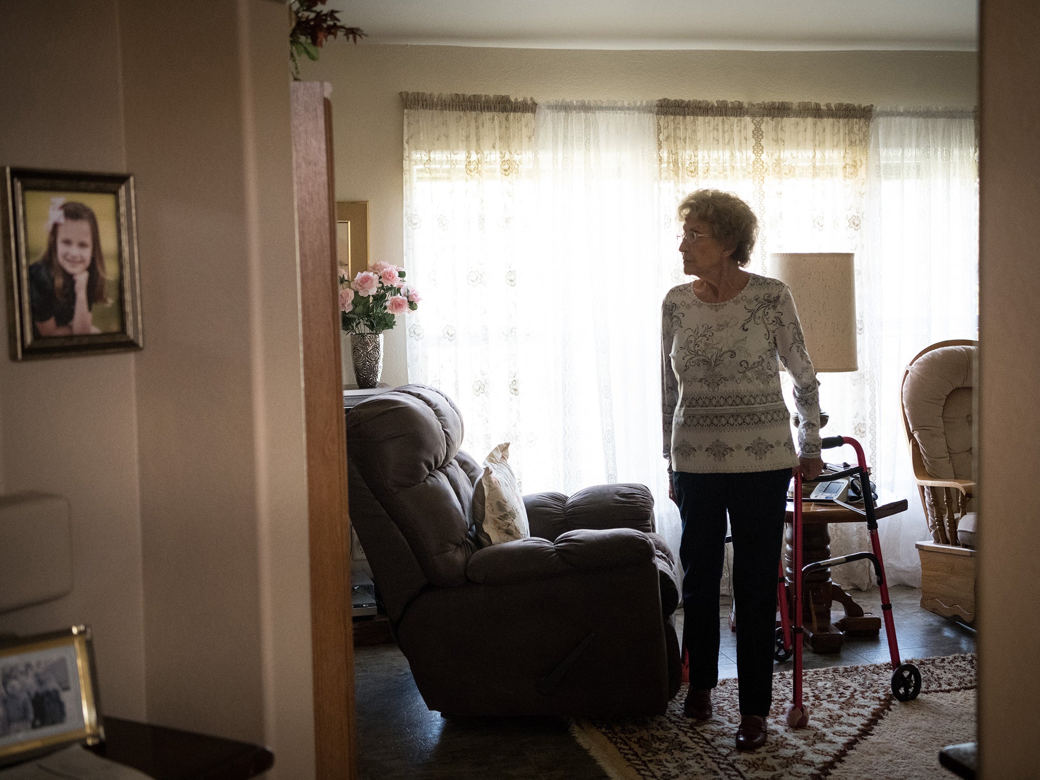 Dorothy O’Connell was hospitalised with a dangerous infection following a Liveyon treatment and has had to learn how to walk again (Loren Elliot for The Washington Post)