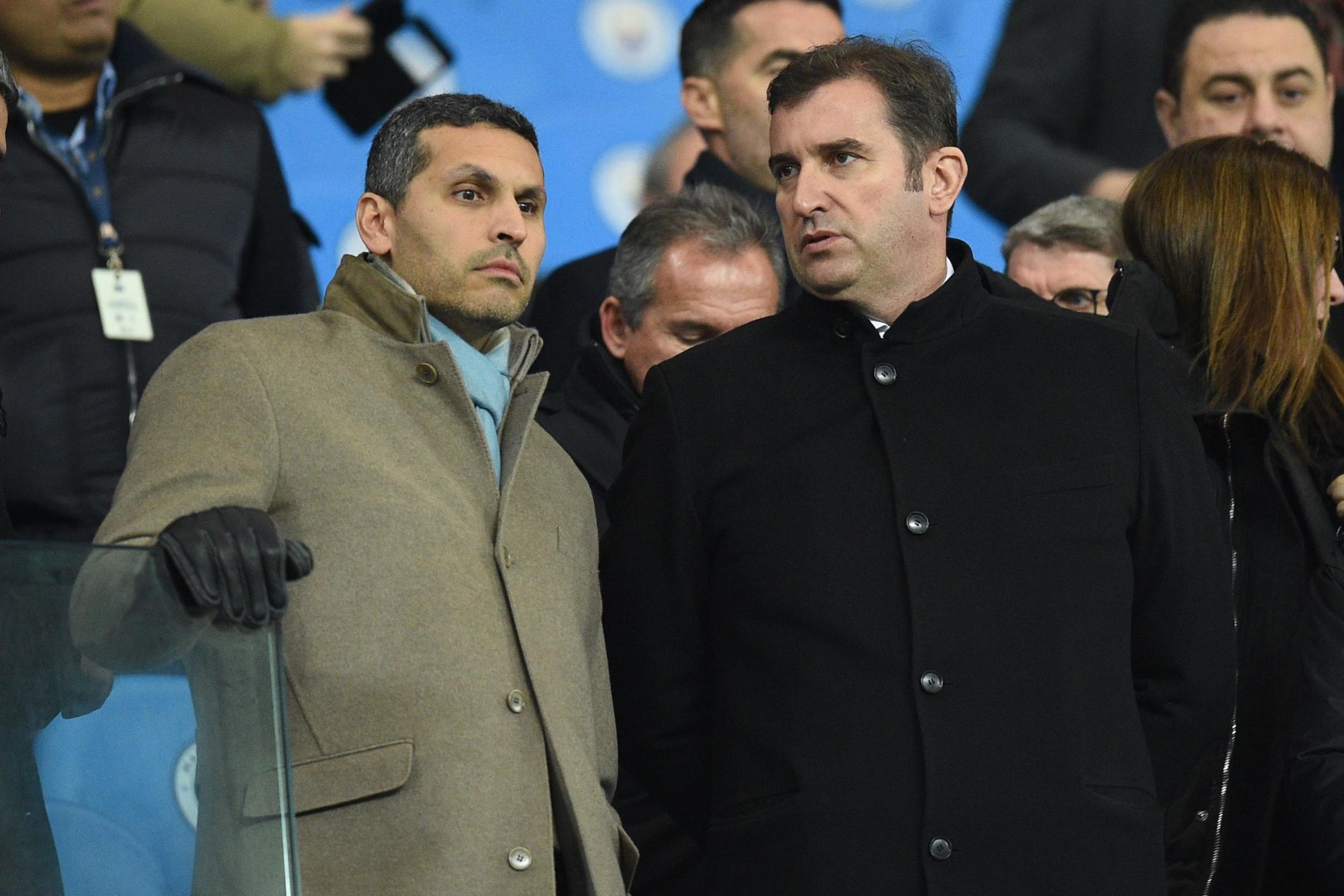 Manchester City chairman Khaldoon al-Mubarak with chief executive Ferran Soriano