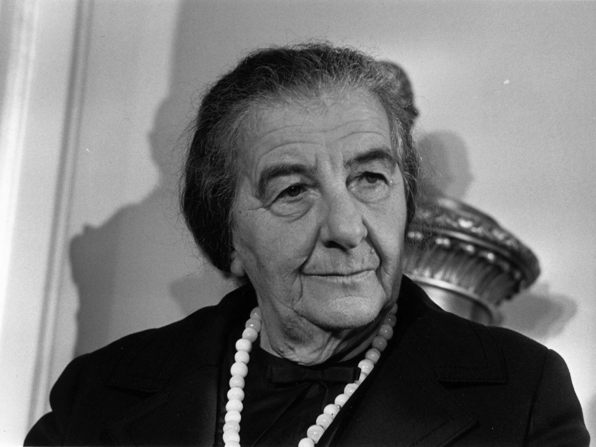 Israeli prime minister Golda Meir at a London press conference