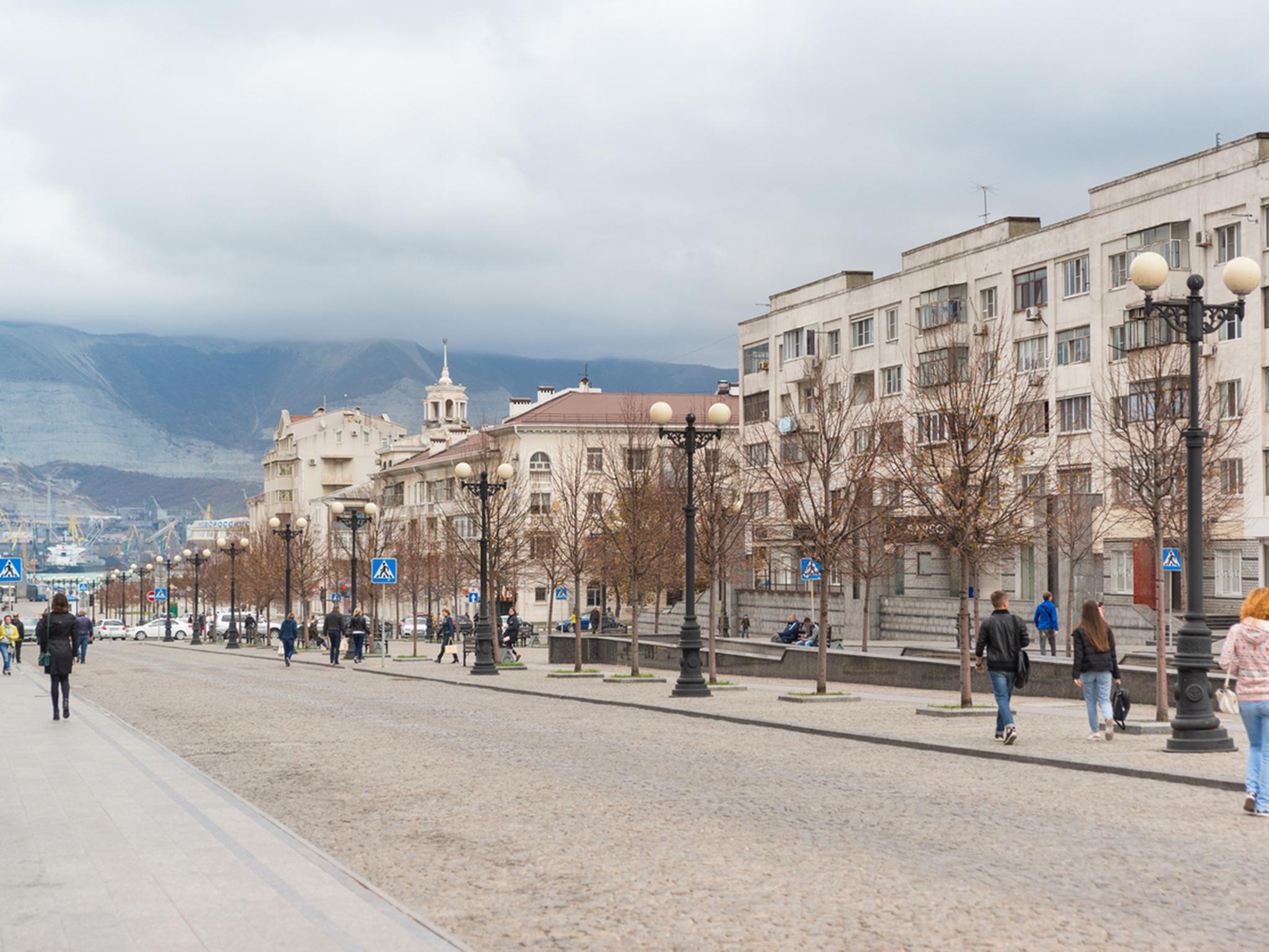 A pedestrian street in Novorossiysk, Russia