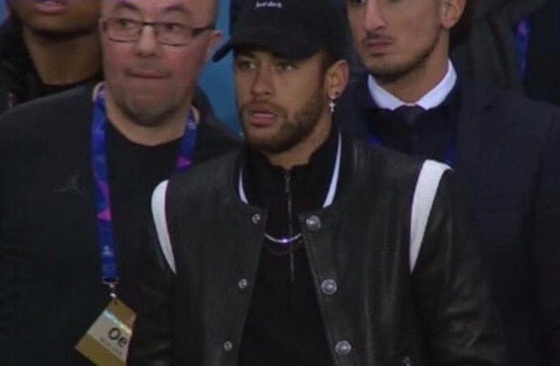 Neymar stood on the sideline in disbelief as Man United scored a late winner