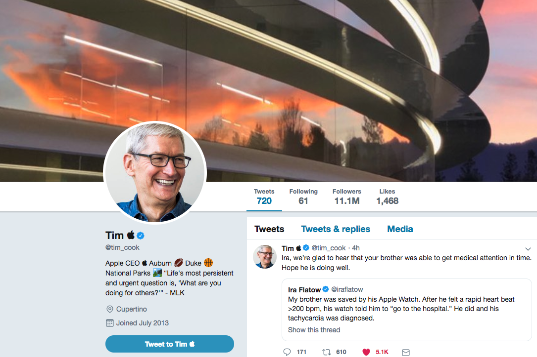 Tim Cook changes his name to Tim Apple on Twitter (Twitter)