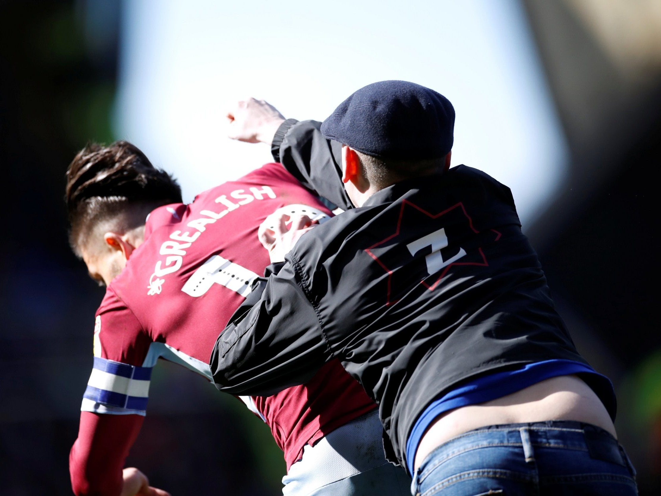 Jack Grealish was punched by a fan during the Birmingham City vs Aston Villa derby