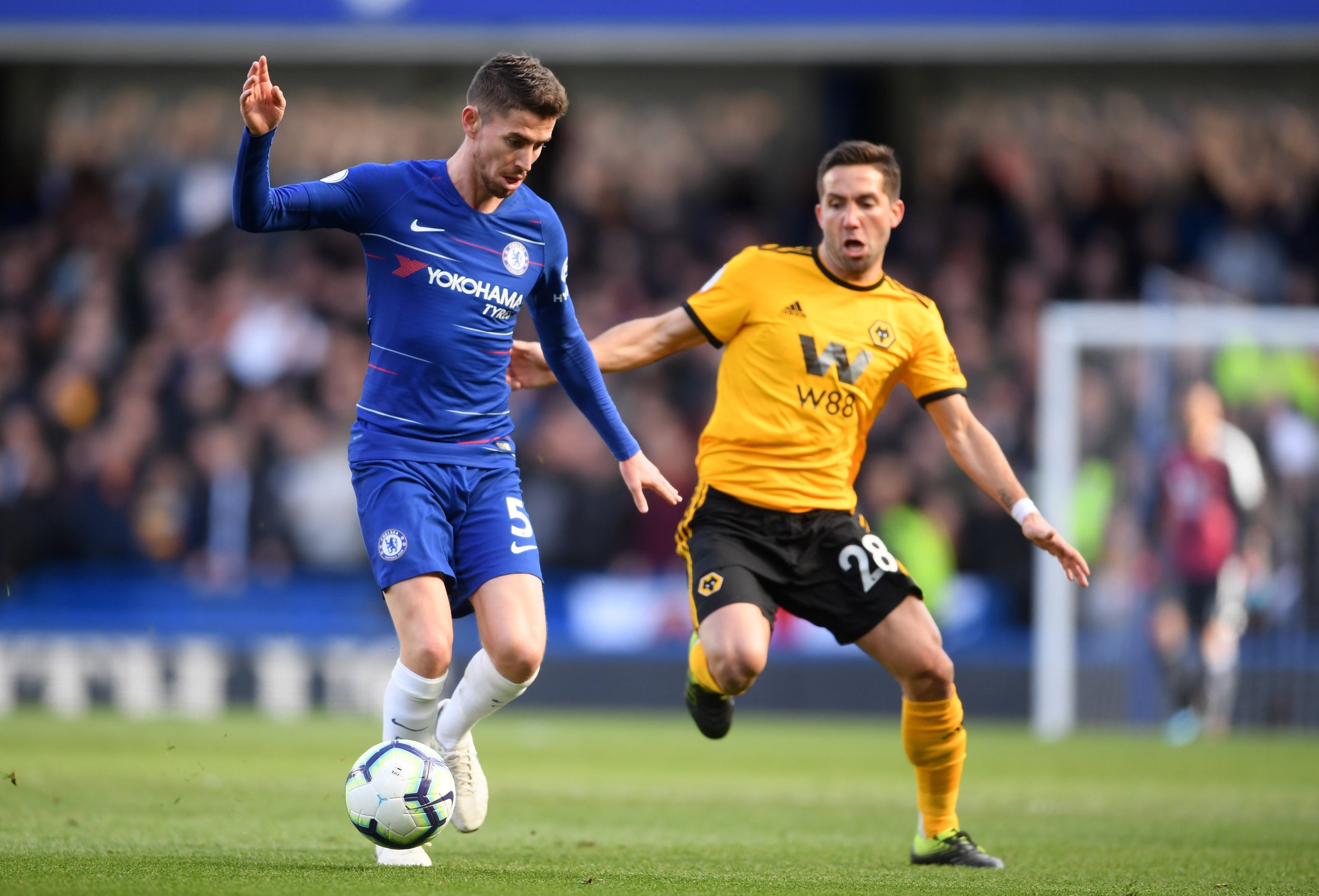 Moutinho in action for Wolves against Chelsea