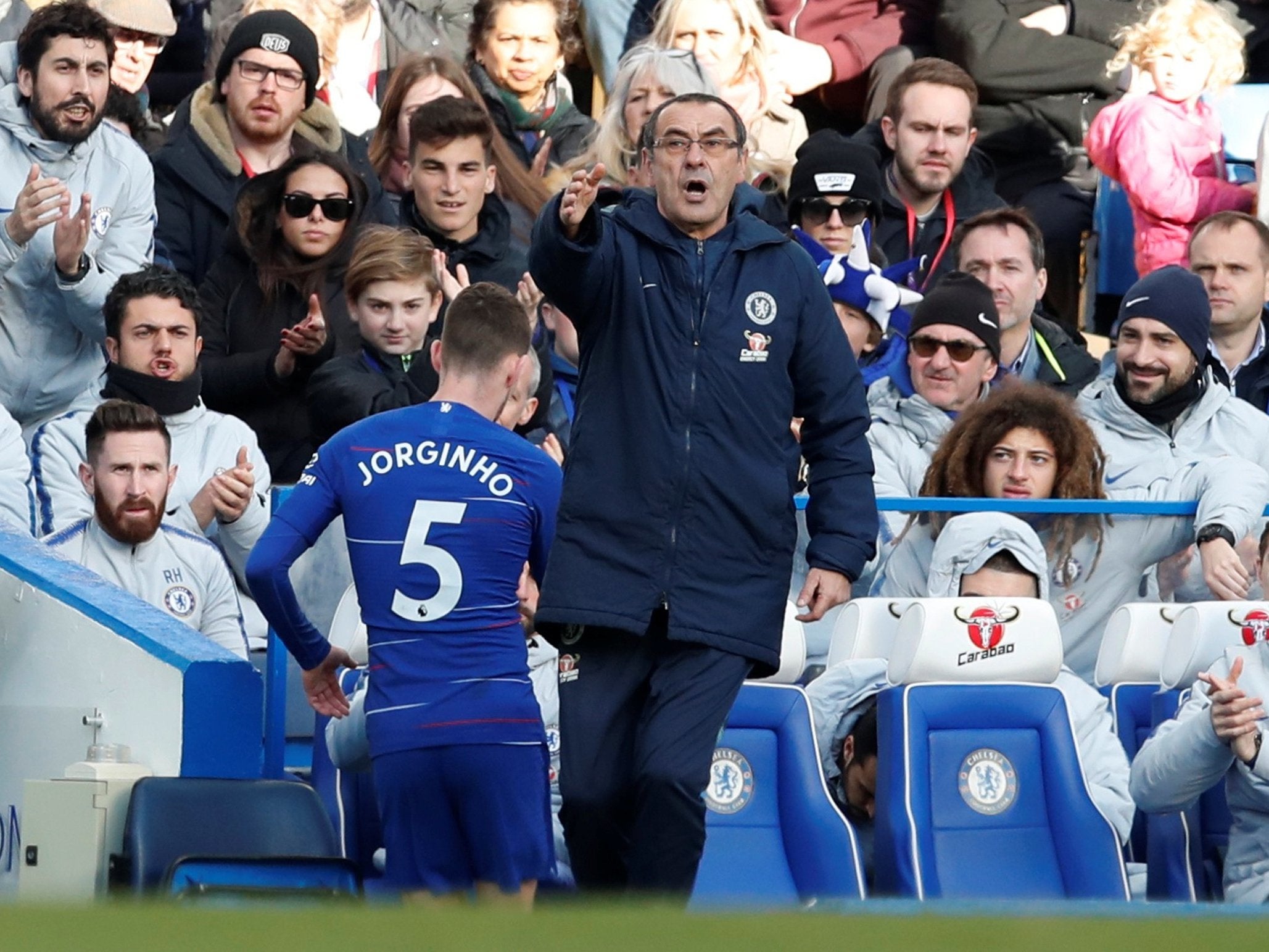 Sarri barks instructions from the bench