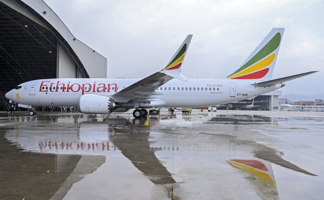<p>Ethiopian Airlines Boeing 737 Max 8 (ET-AVM) is seen at Bole International Airport in Addis Ababa, Ethiopia</p>