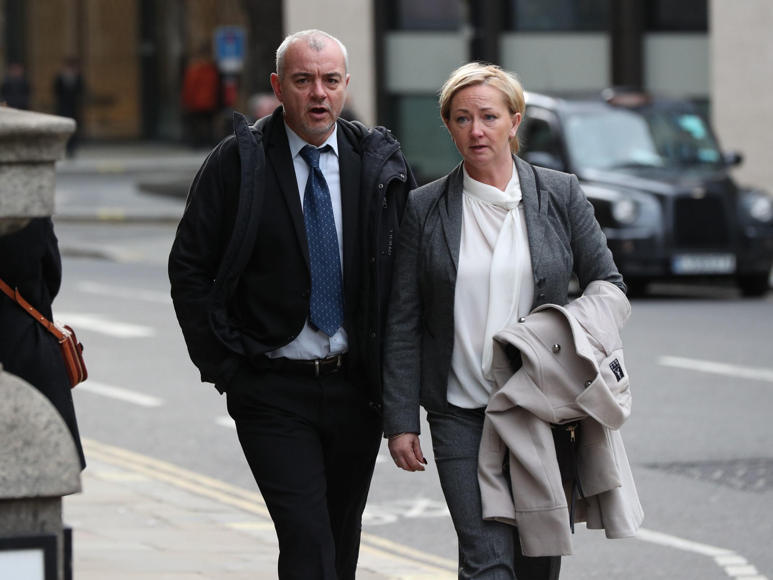 Lee Pollard and Sharon Patterson outside the Old Bailey during their trial