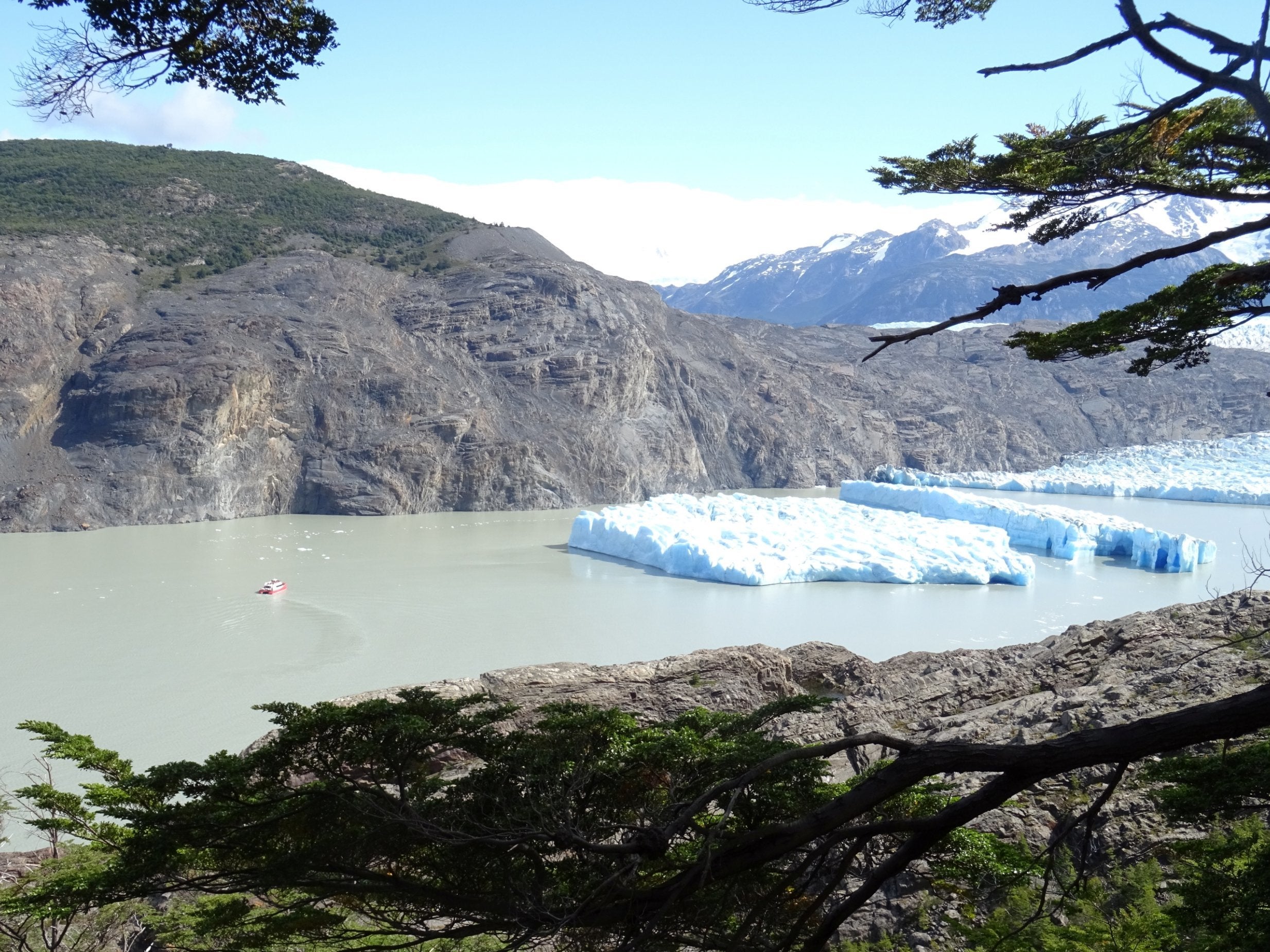 Two new icebergs are seen after breaking off from the Gray glacier in Aysen, Chile's Patagonia, March 9, 2019. Picture taken 9 March 2019.