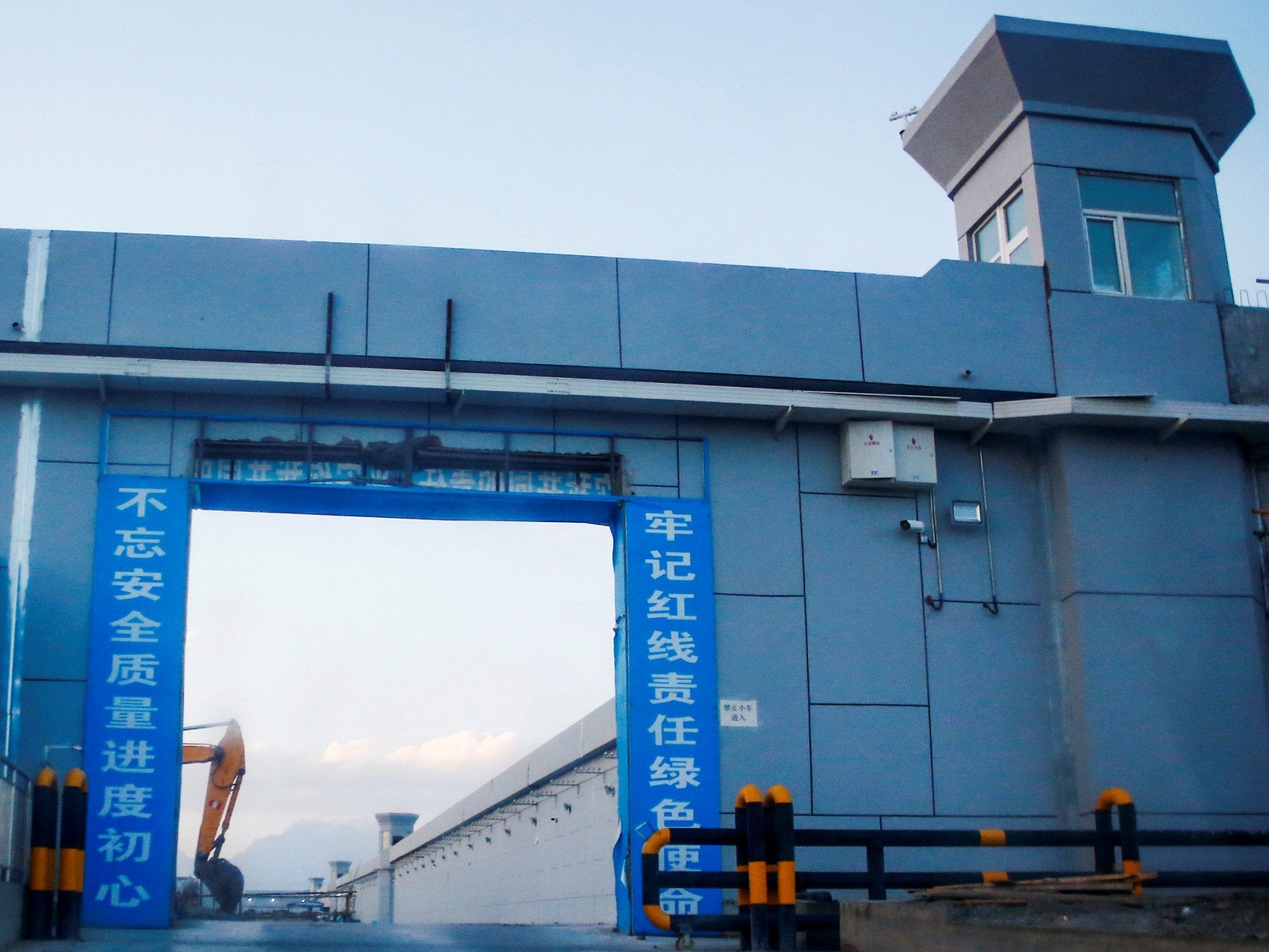 A gate of what is officially known as a vocational skills education centre under construction in Dabancheng, in Xinjiang Uighur Autonomous Region, China, 4 September 2018.