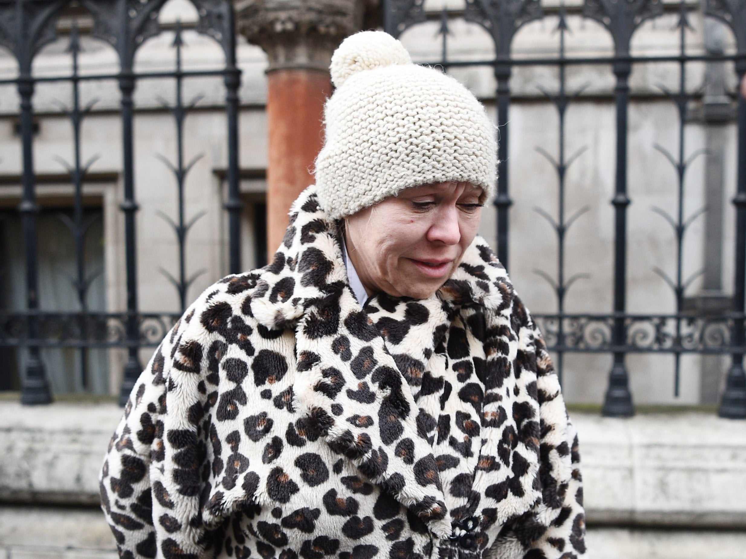 Actress Tina Malone leaves the High Court in London where she avoided jail