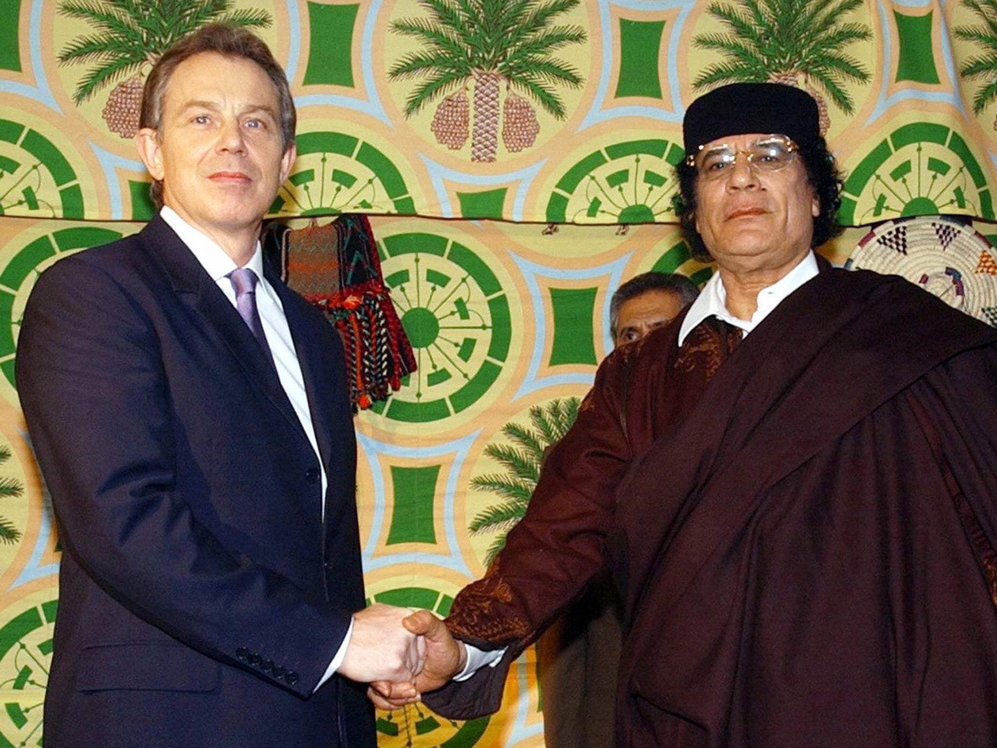 Tony Blair met with Muammar Gaddafi on the outskirts of Tripoli in March 2004