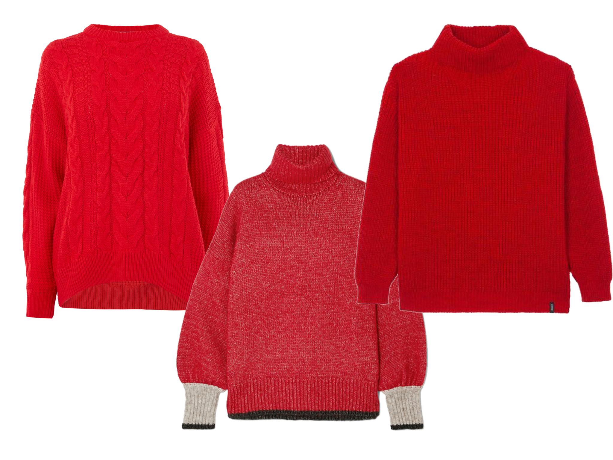 Warehouse cable knit jumper £18, La Ligne knitted turtleneck jumper £355, Finisterre Hallaze jumper £82.50.