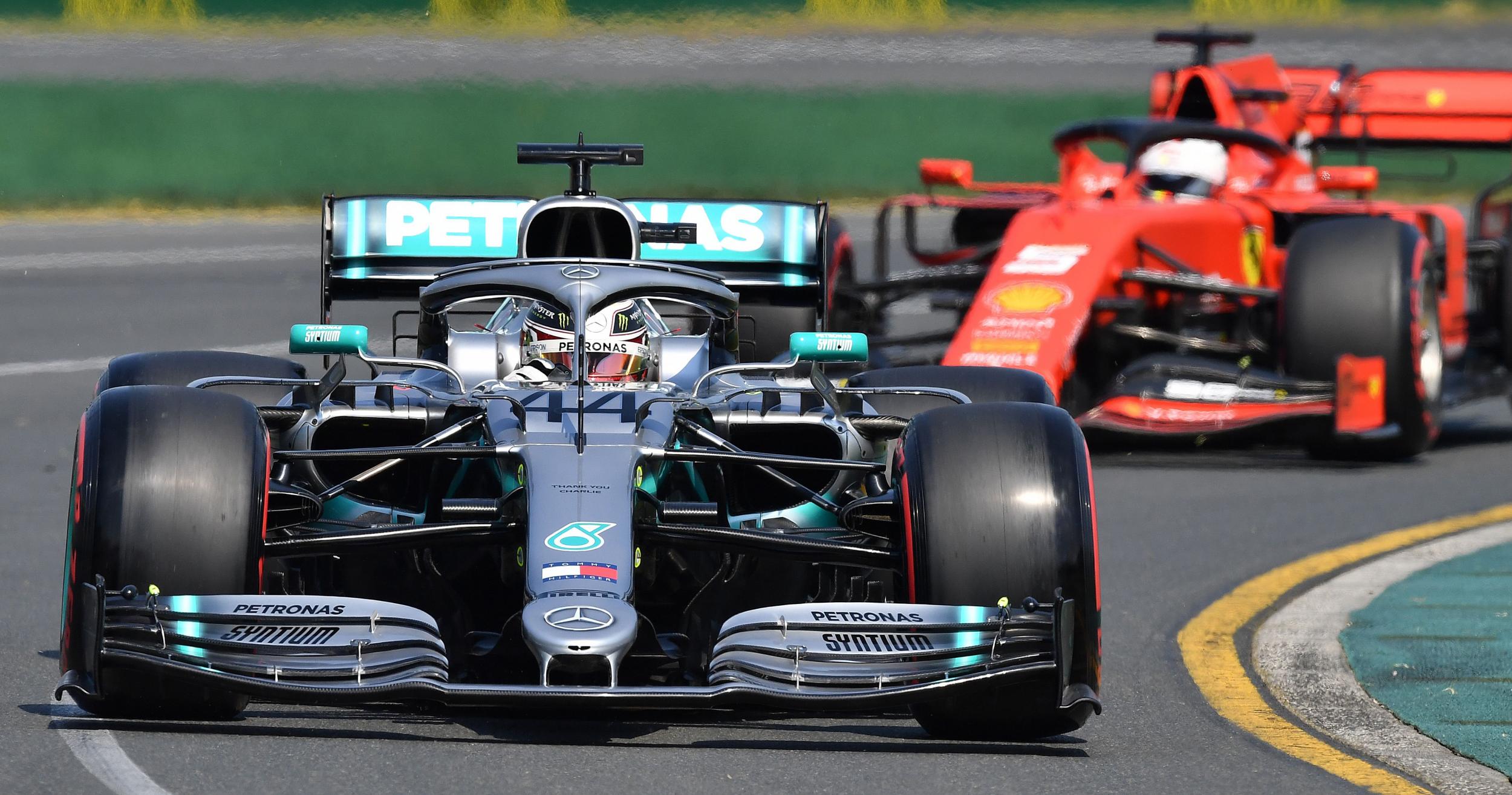 Hamilton leads championship rival Vettel on track during qualifying (AFP/Getty)