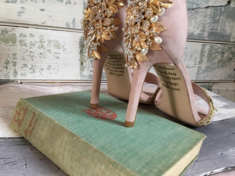 The shoe manufacturer, Lace and Love, received an 'emotional phone call' from the bride when she received the bespoke heels