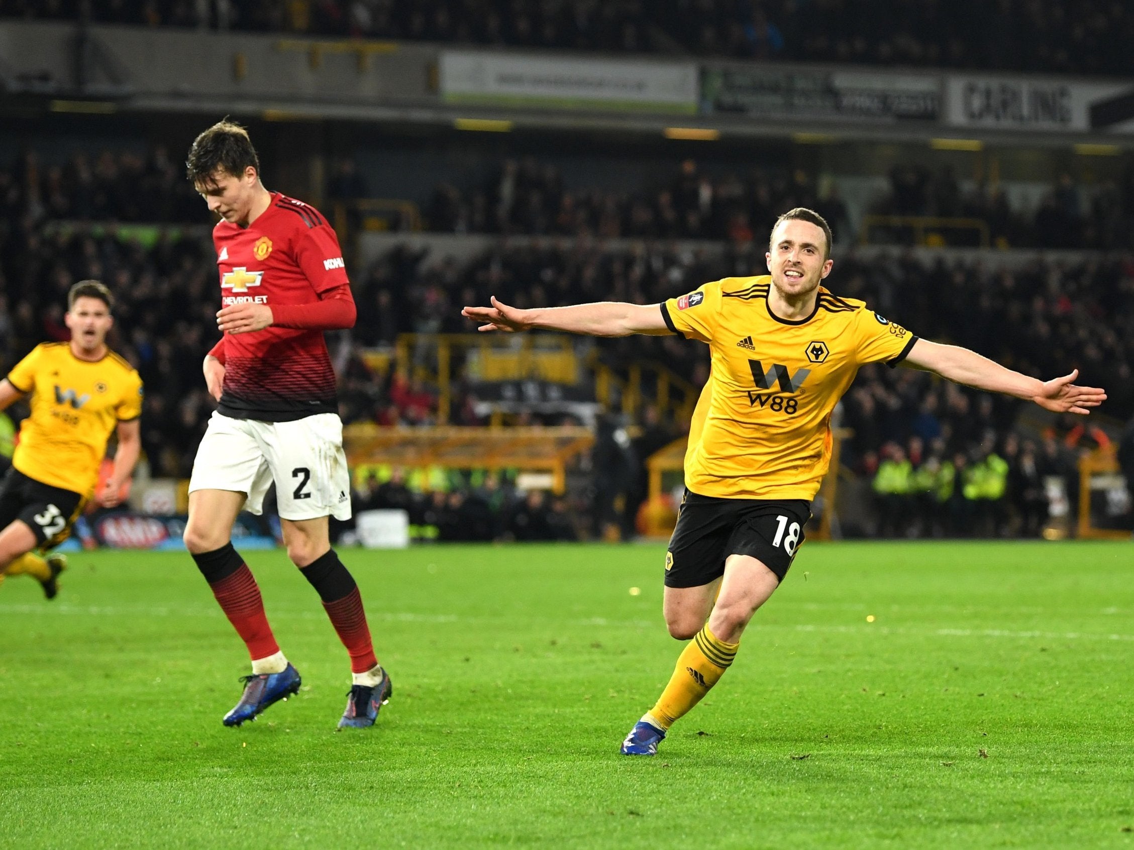 Jota celebrates scoring Wolves’ second