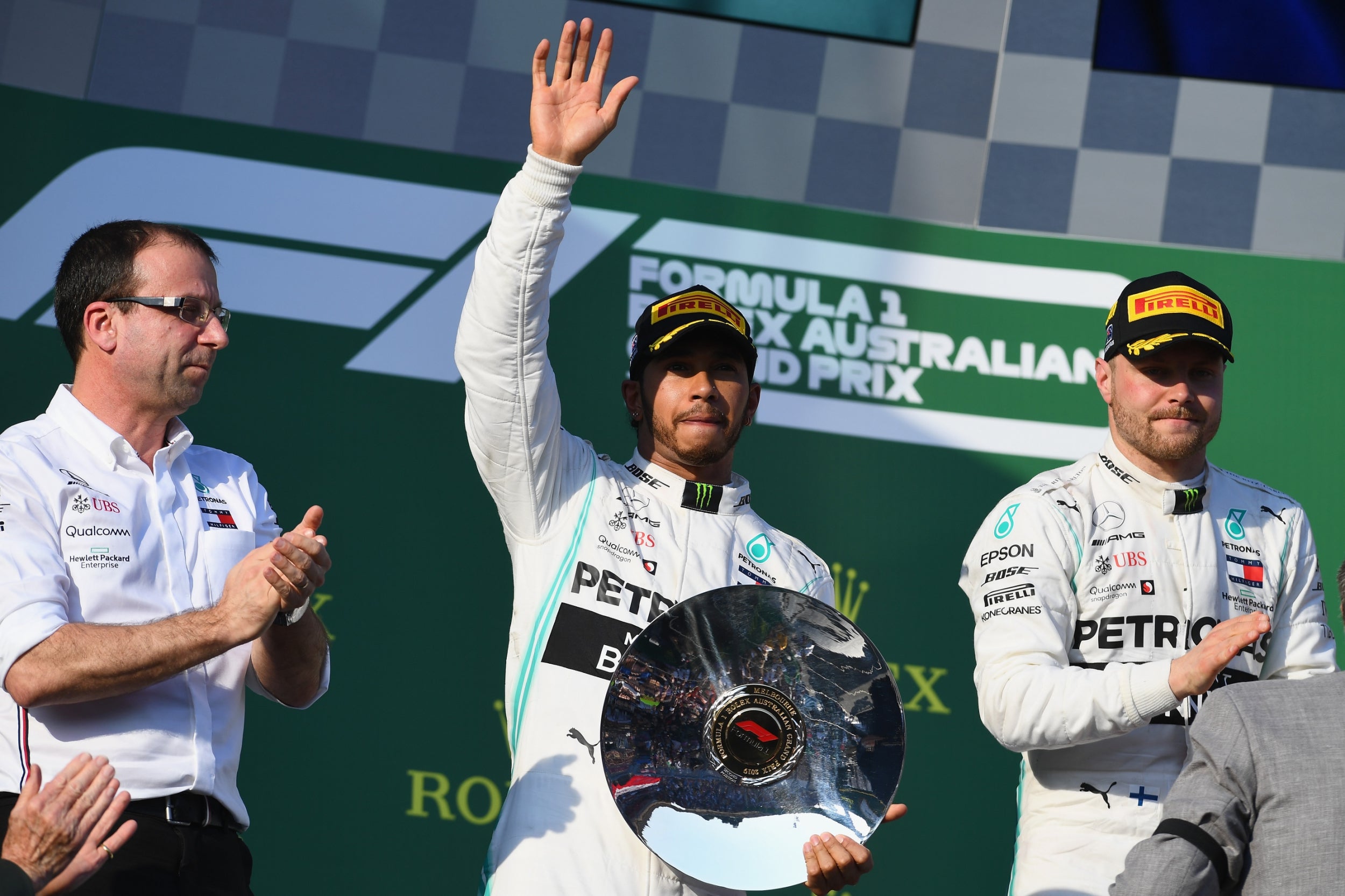 Hamilton had to make do with second place to Bottas (Getty)