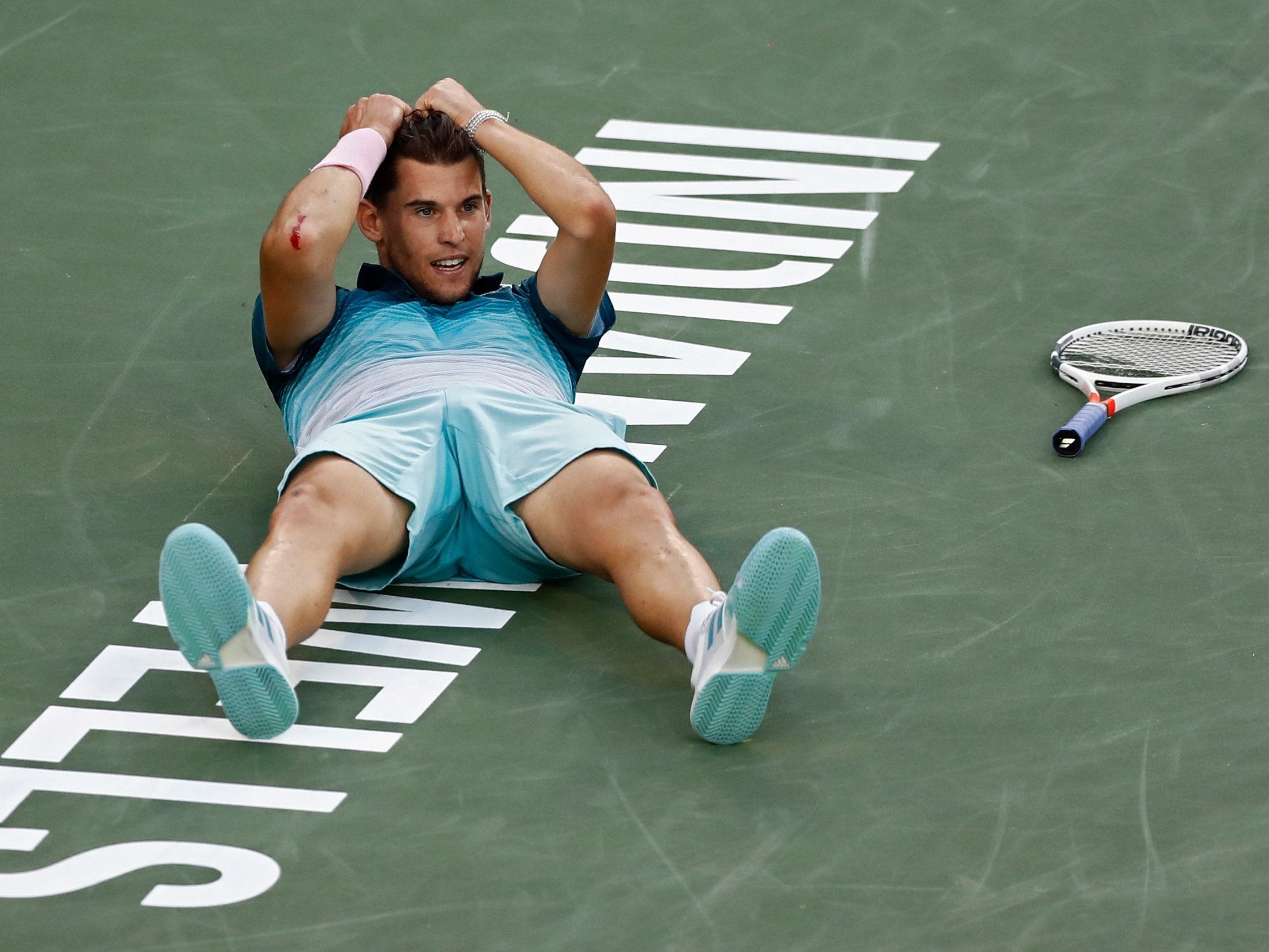 Dominic Thiem was stunned with his victory over Roger Federer at Indian Wells