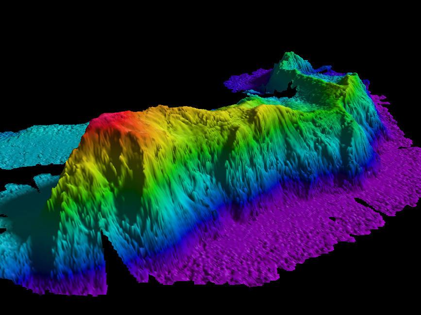 A map, created by the US National Oceanic and Atmospheric Administration, of a seamount in the Arctic Ocean