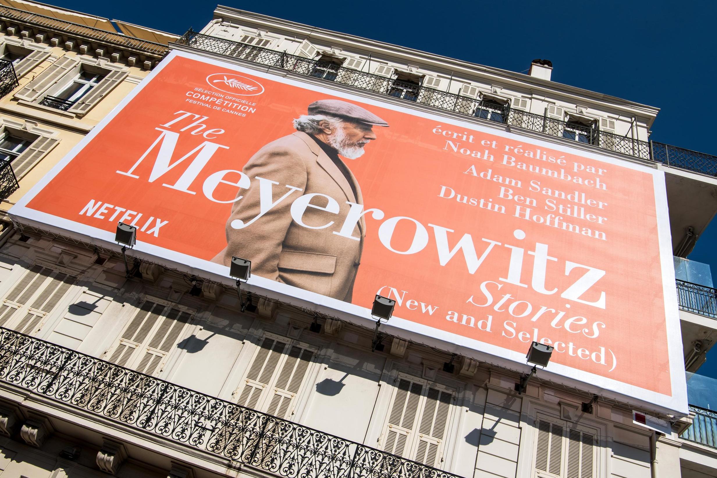 Netflix's 'The Meyerowitz Stories' being advertised at Cannes