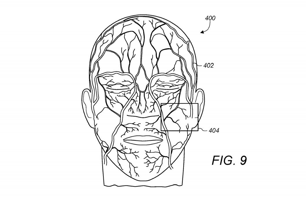 An image from Apple’s patent for a new type of facial recognition system