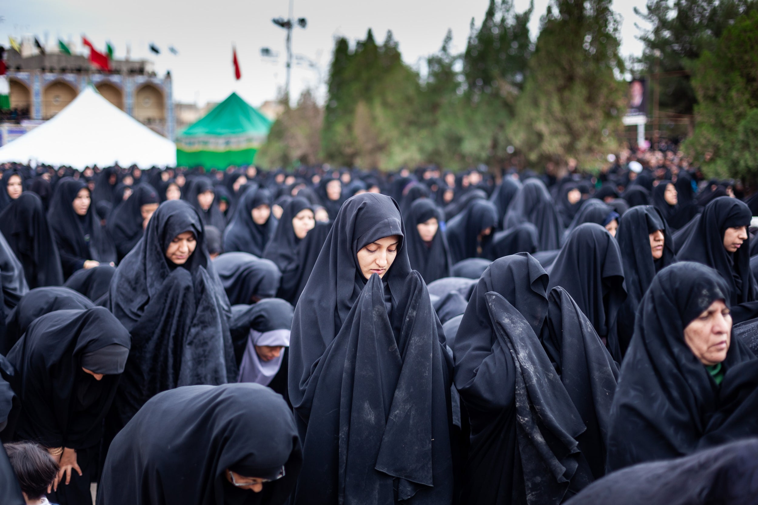 Women praying during Ashura festivities in Yazd in February