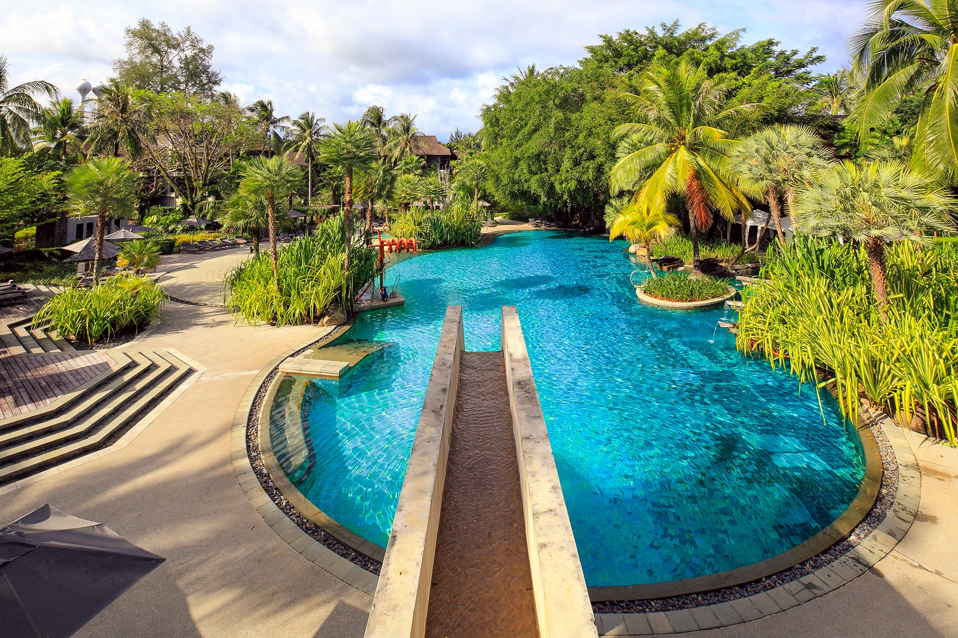 The family pool and fountain at The Slate