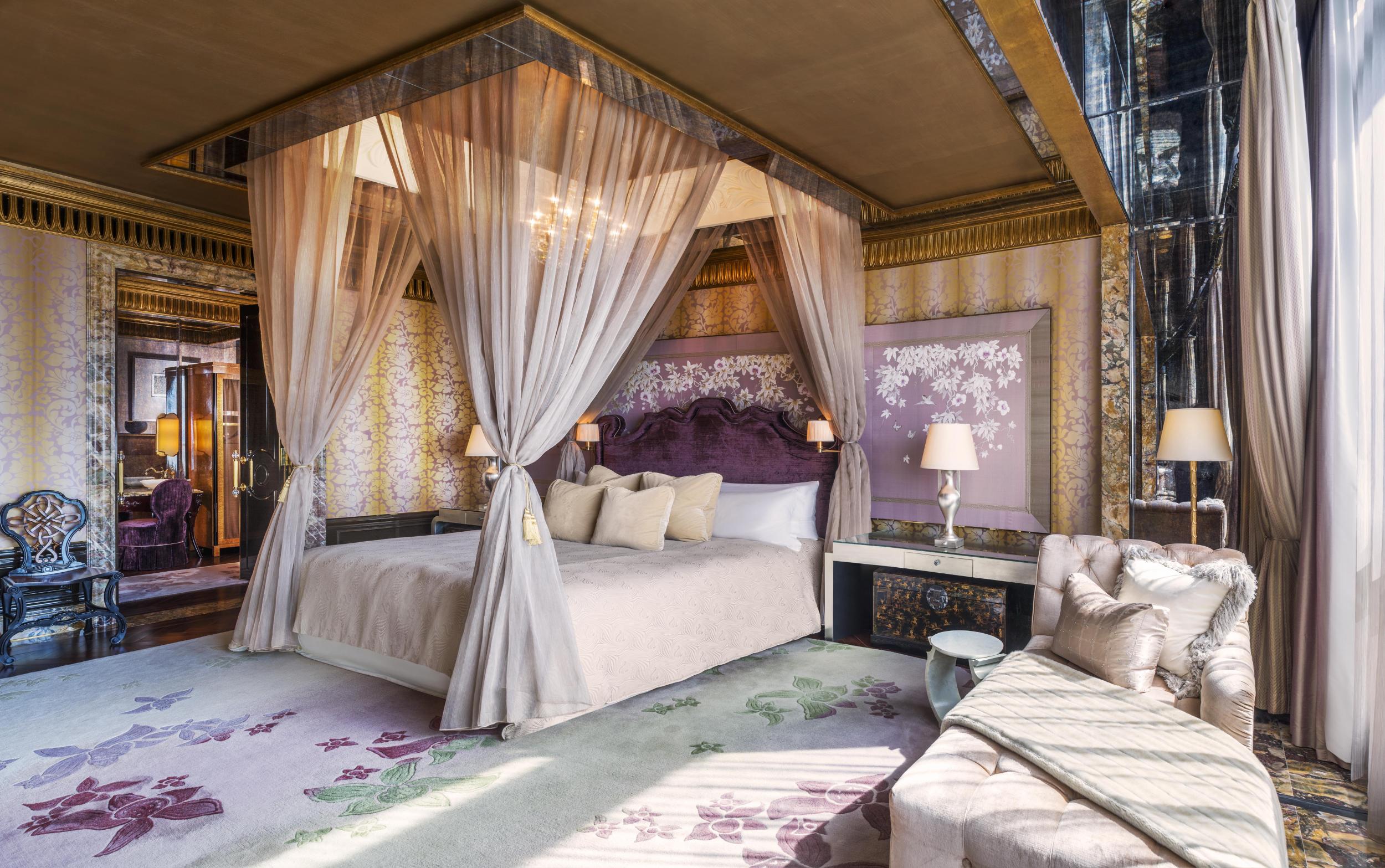 A presidential suite bedroom at St. Regis