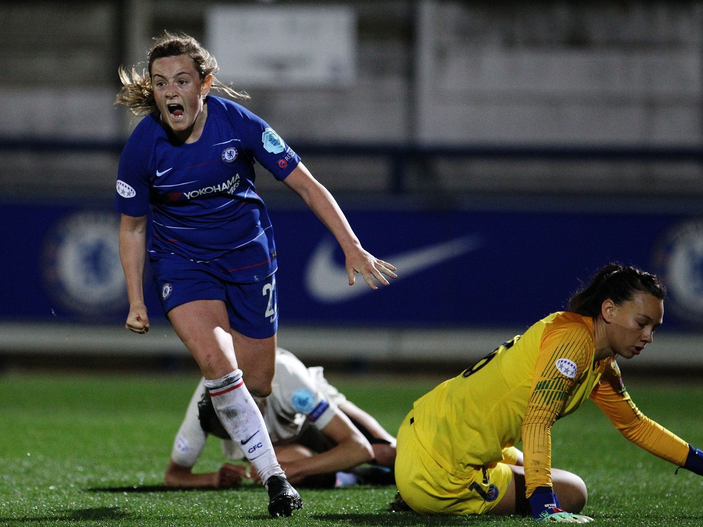 Erin Cuthbert doubled Chelsea's advantage to give them a strong lead to take to Paris