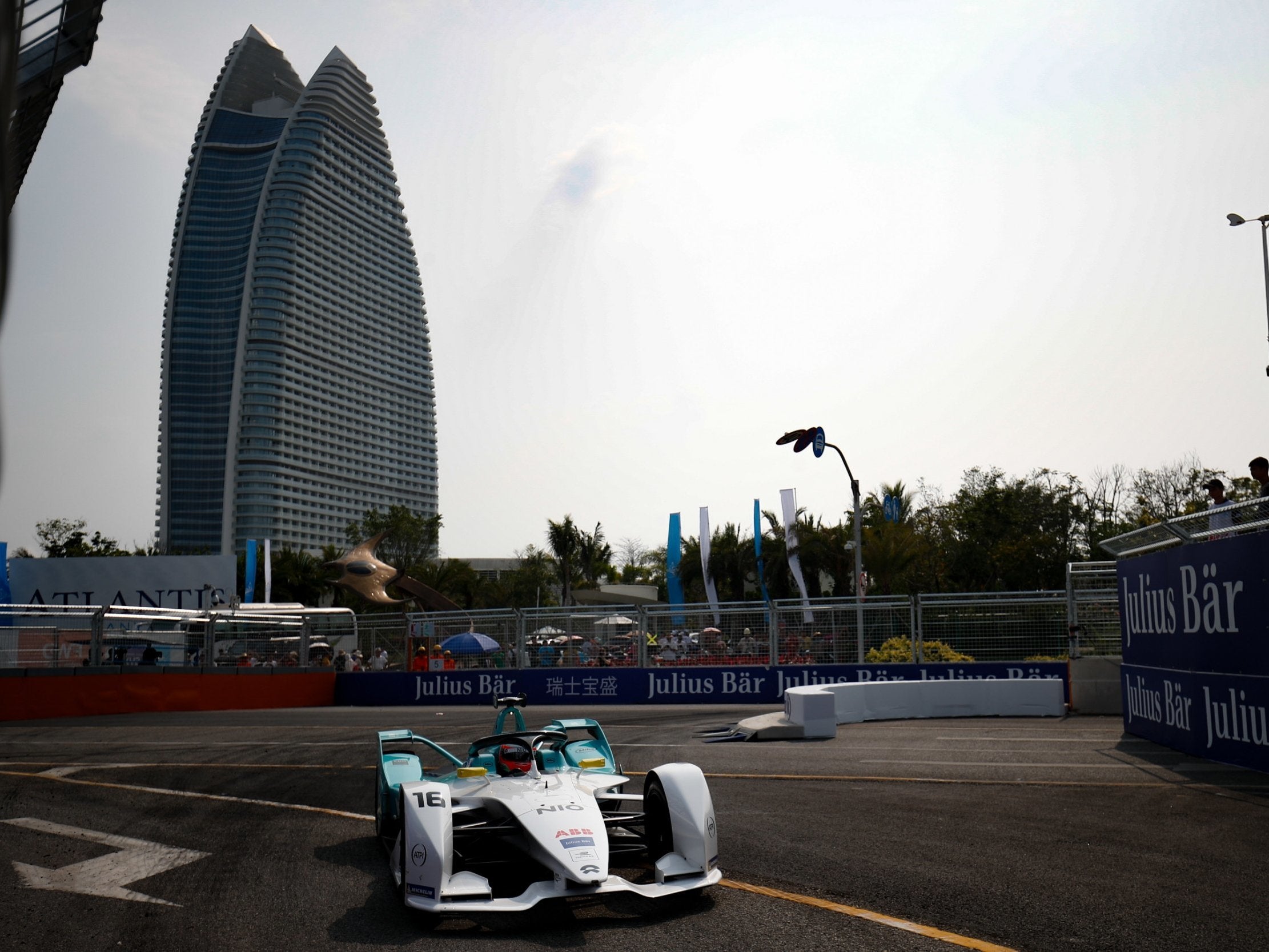 Oliver Turvey in action during the Formula E Sanya E-Prix