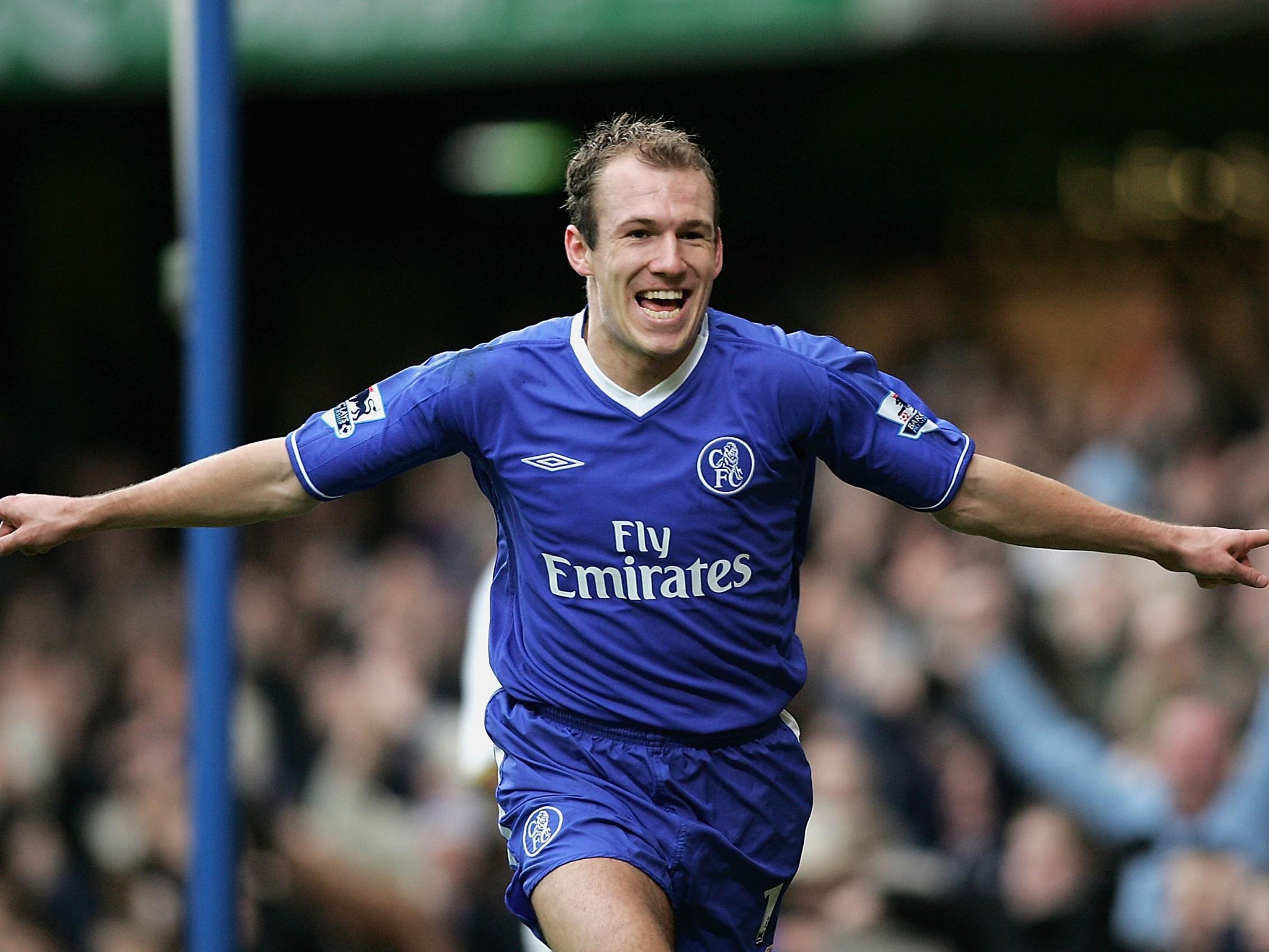 Robben celebrates in his debut season at Chelsea