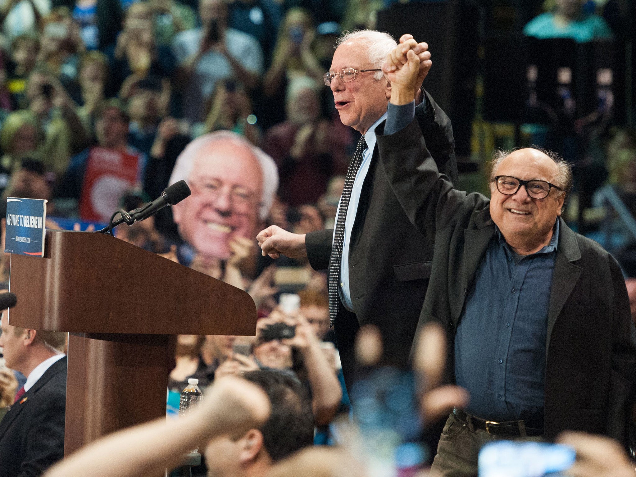 DeVito on the campaign trail with Bernie Sanders in 2016 (AFP/Getty)