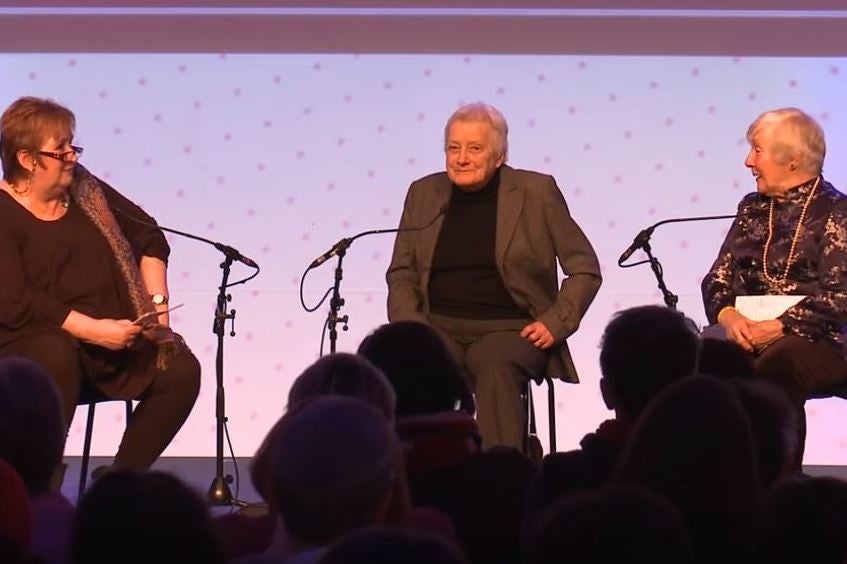 With broadcaster Jenni Murray (left) and politician Shirley Williams (right) at the Southbank Centre in London in 2013