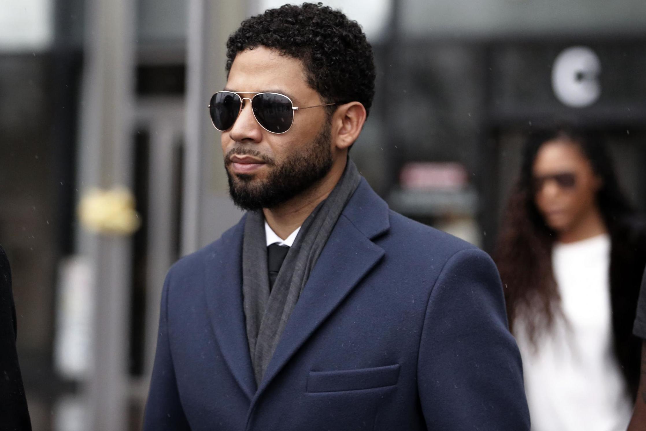 Jussie Smollett leaves Leighton Criminal Courthouse after his court appearance on 14 March, 2019 in Chicago, Illinois.