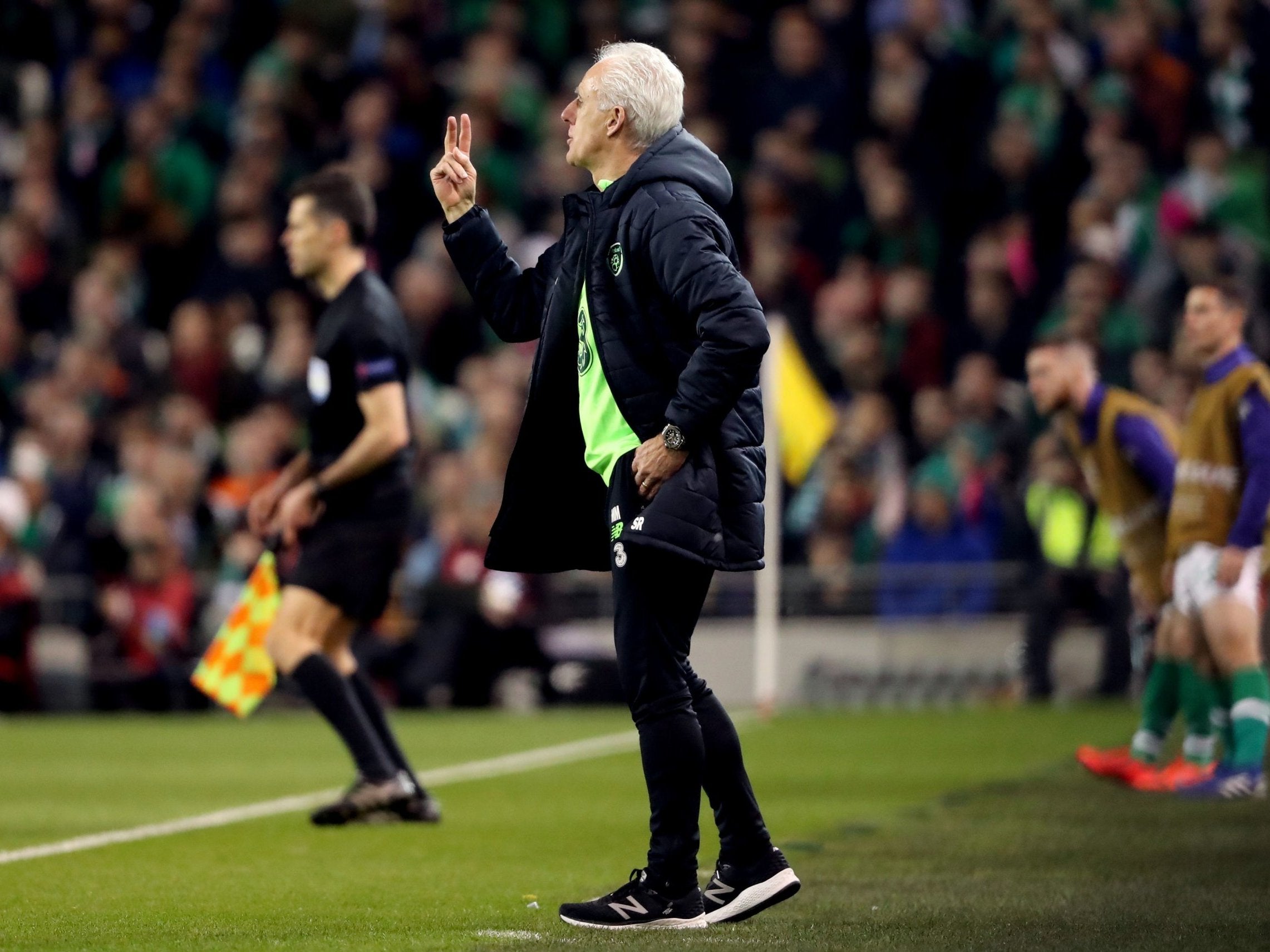 Mick McCarthy directs his team from the touchline