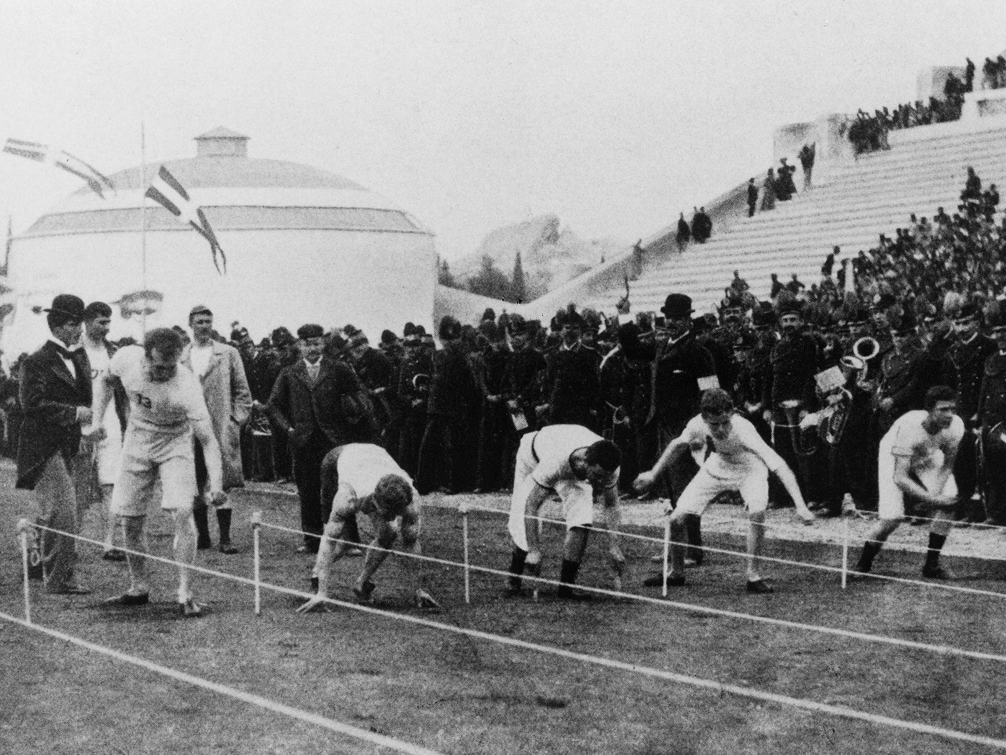 The start of the 100m sprint at the first modern Olympic Games in Athens, Greece (Getty Images)