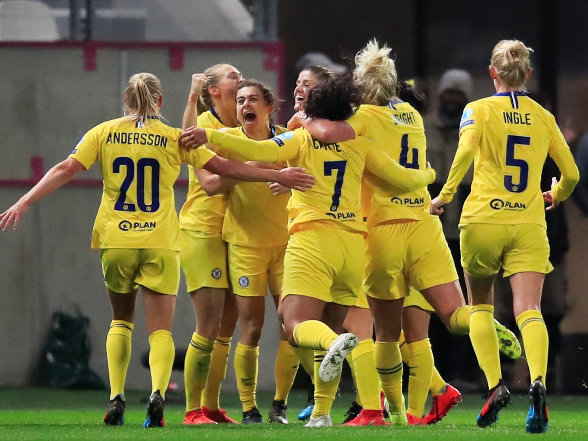 Chelsea celebrate their last-gasp winner