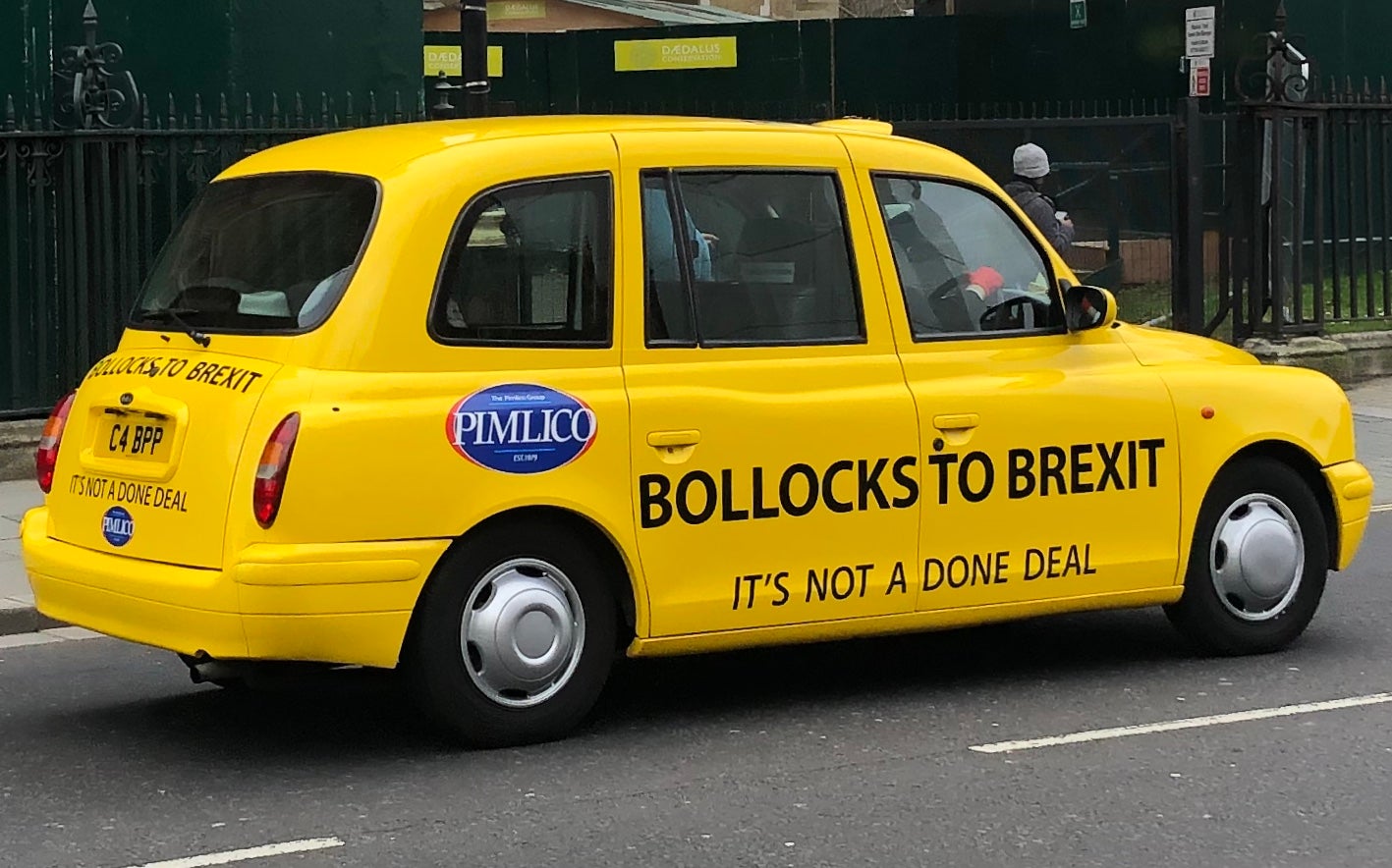 Cab message: a taxi sponsored by Pimlico Plumbers