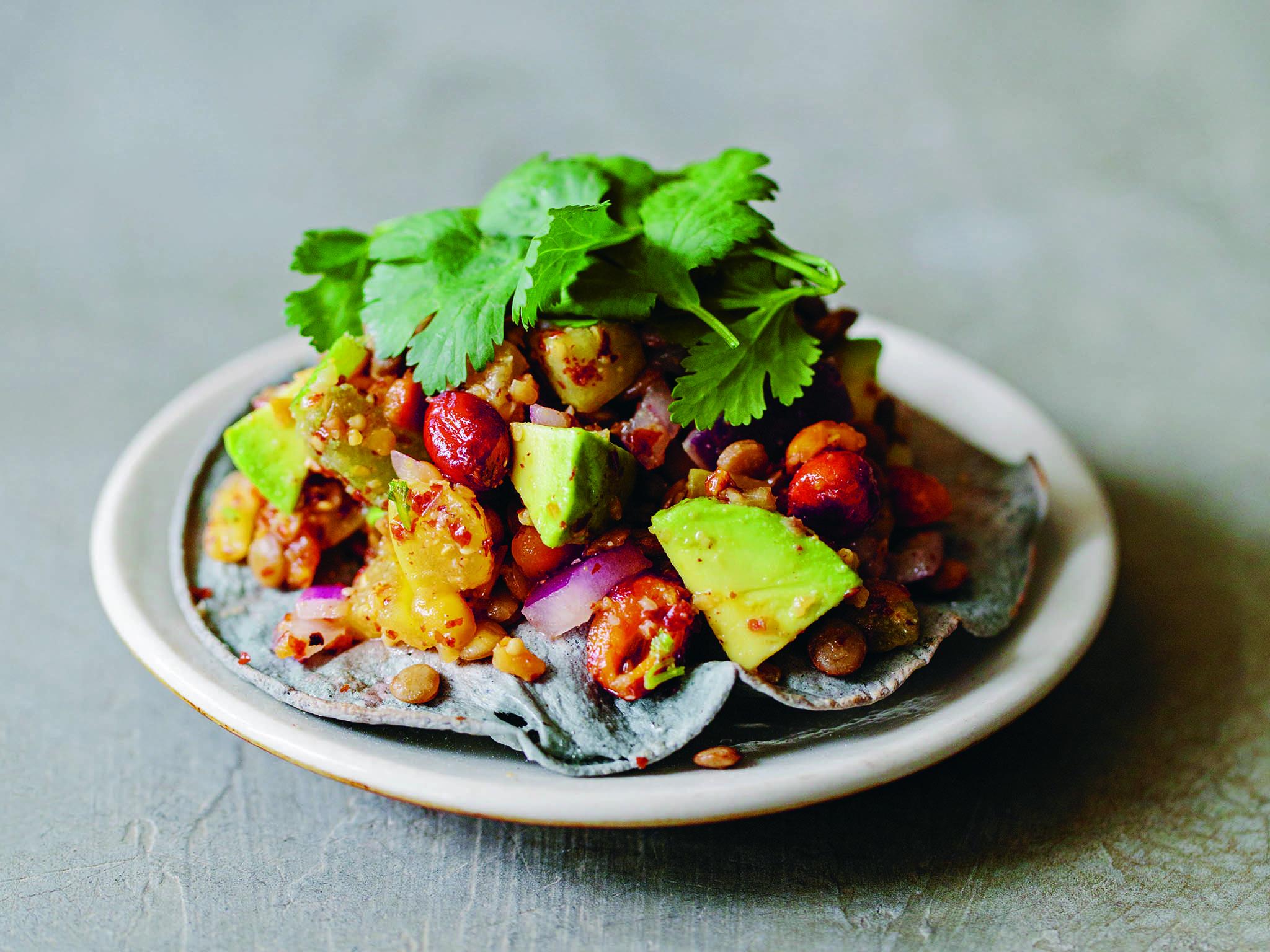 Central American flavours combine with lentils for a fresh supper