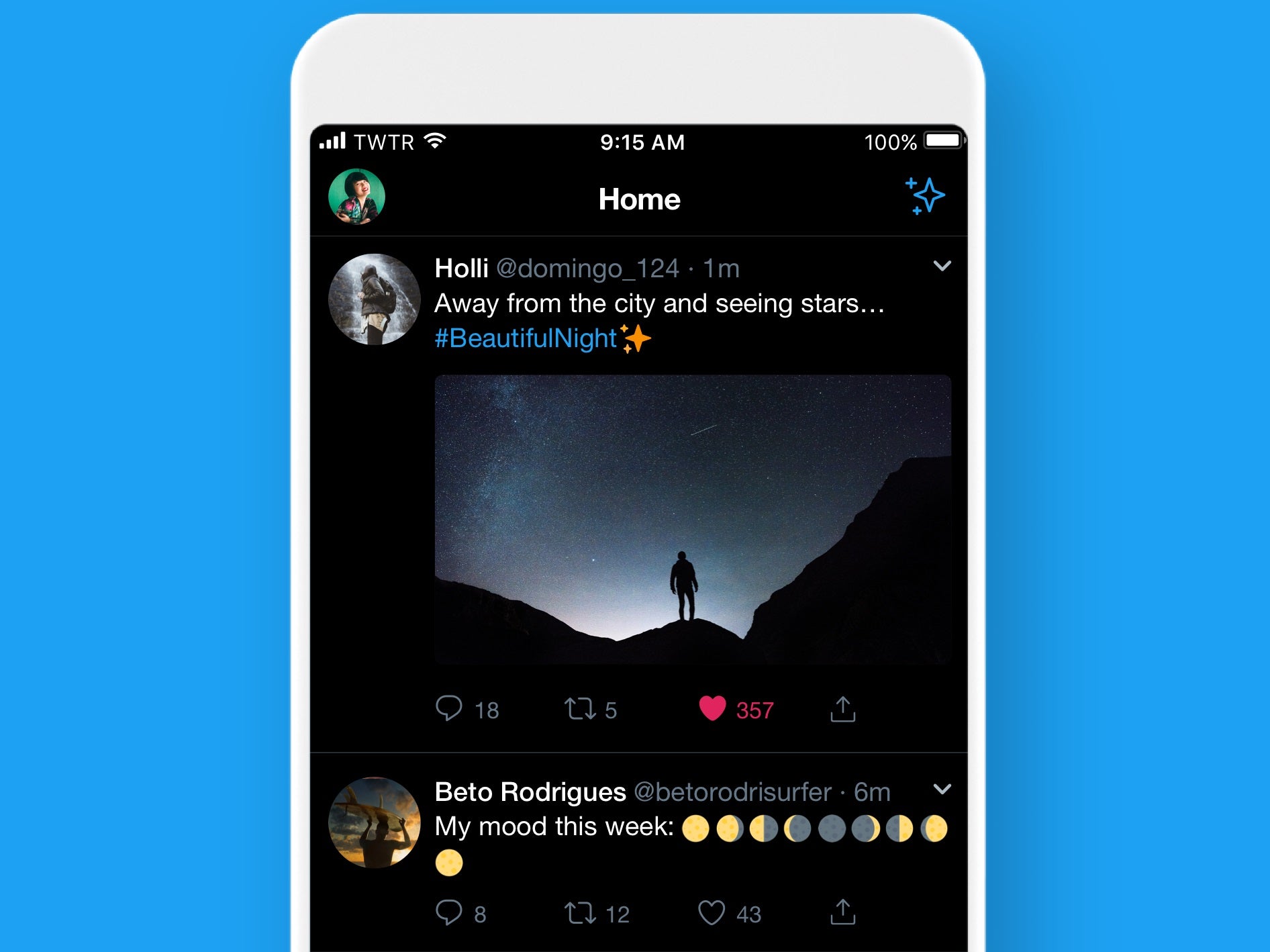 How the new Twitter dark mode will appear for iOS users