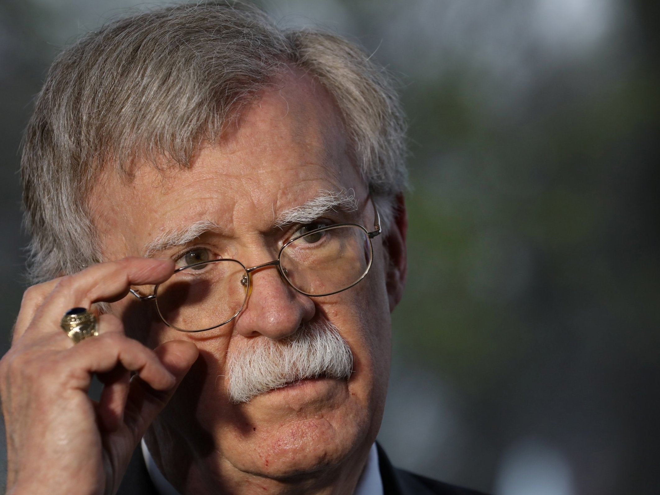 John Bolton speaks during an interview in Washington