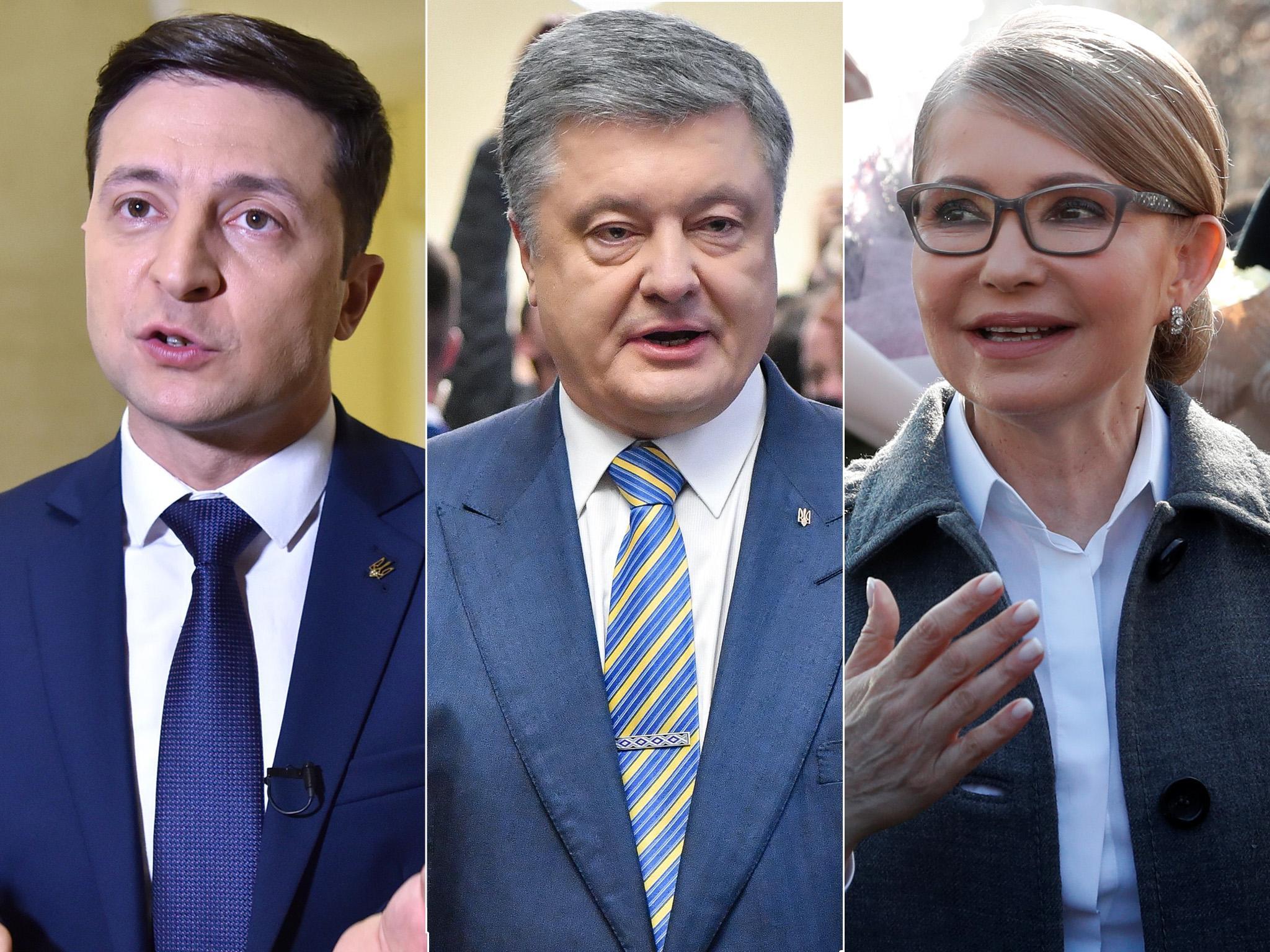 Volodymyr Zelensky and Petro Poroshenko defeated Yulia Tymoshenko in the first round of votes.