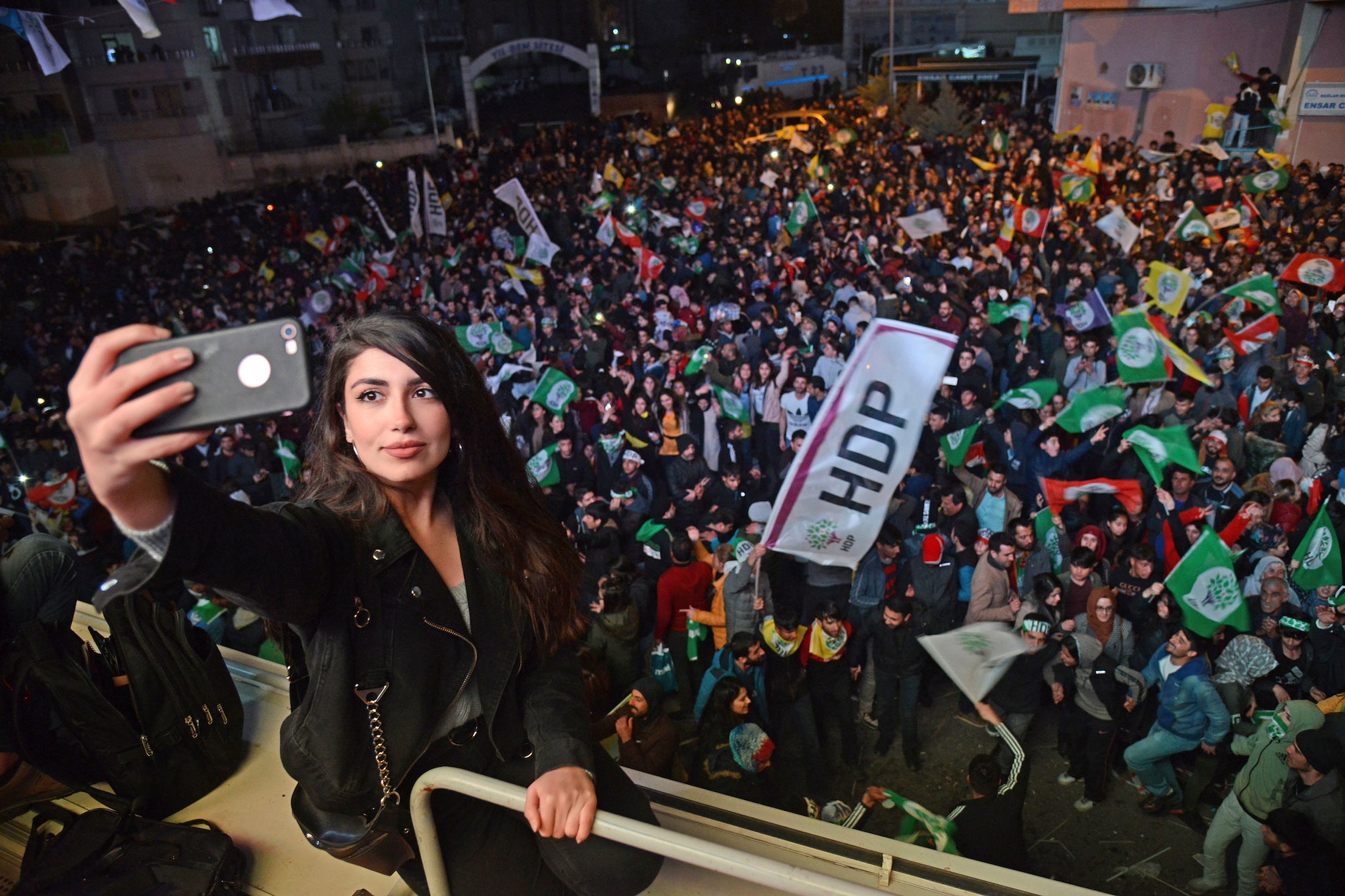 Opposition rallies after municipal elections in Diyarbakir, Turkey.